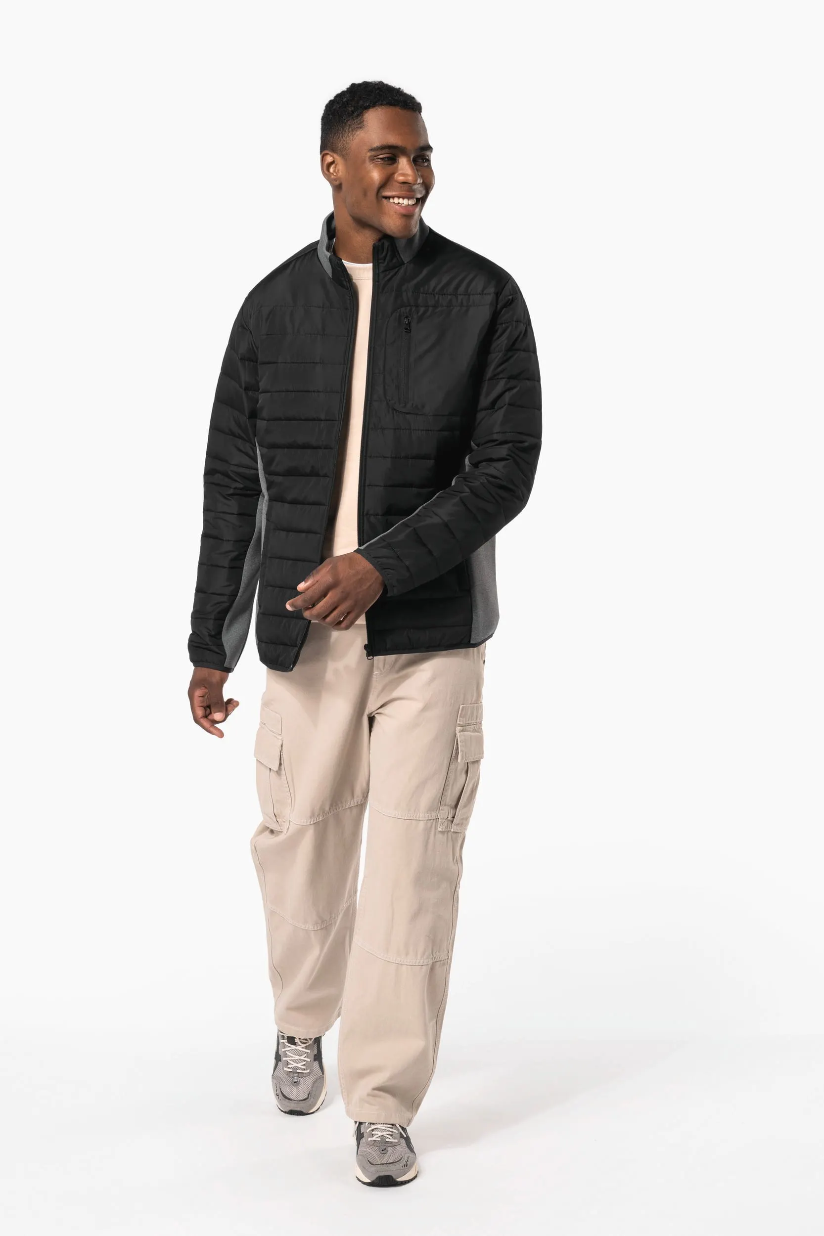 Chaqueta bimaterial hombre