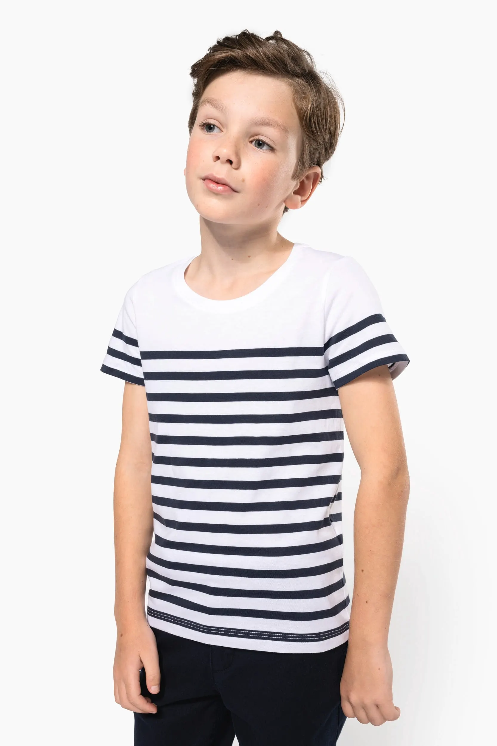 Camiseta tipo marinero cuello redondo algodón orgánico niños