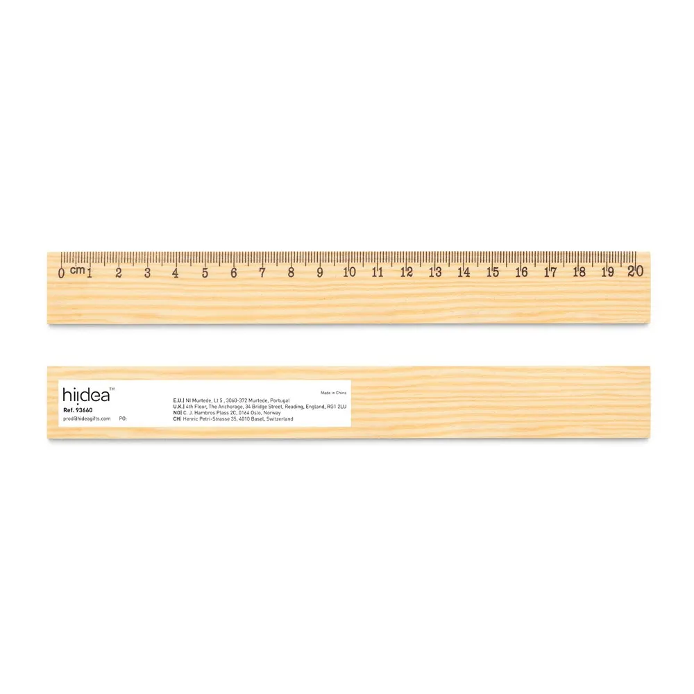 WESLEY 20. Regla de madera de pino con escala de 20 cm