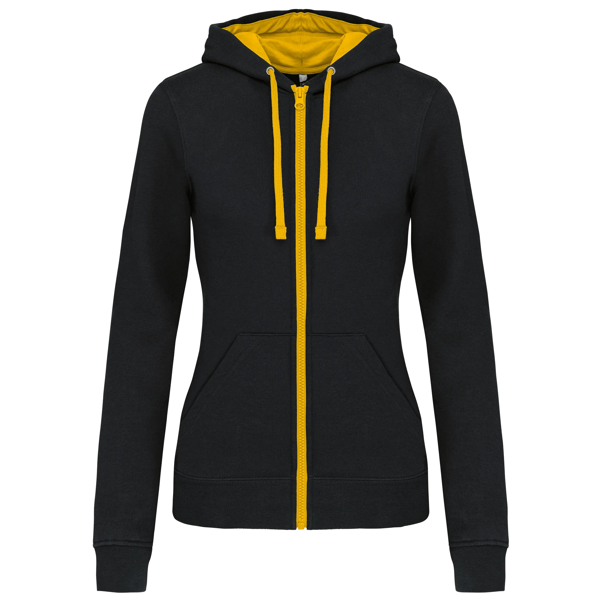 Sudadera capucha y cremallera contrastada mujer