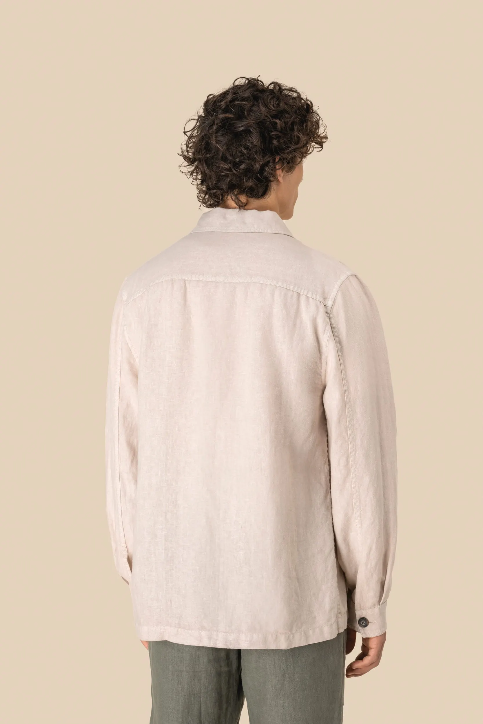 Sobrecamisa efecto lavado de lino hombre