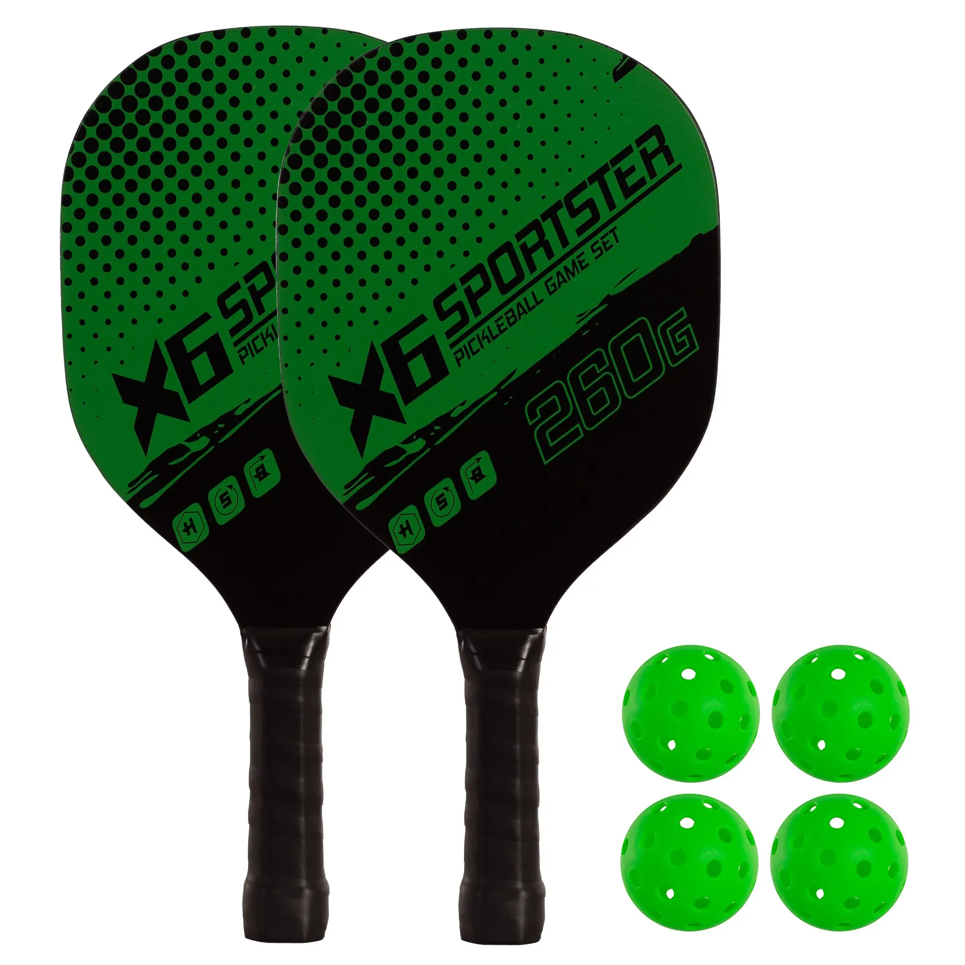 SET DE 2 PALAS PICKLEBALL MADERA CON 4 PELOTAS