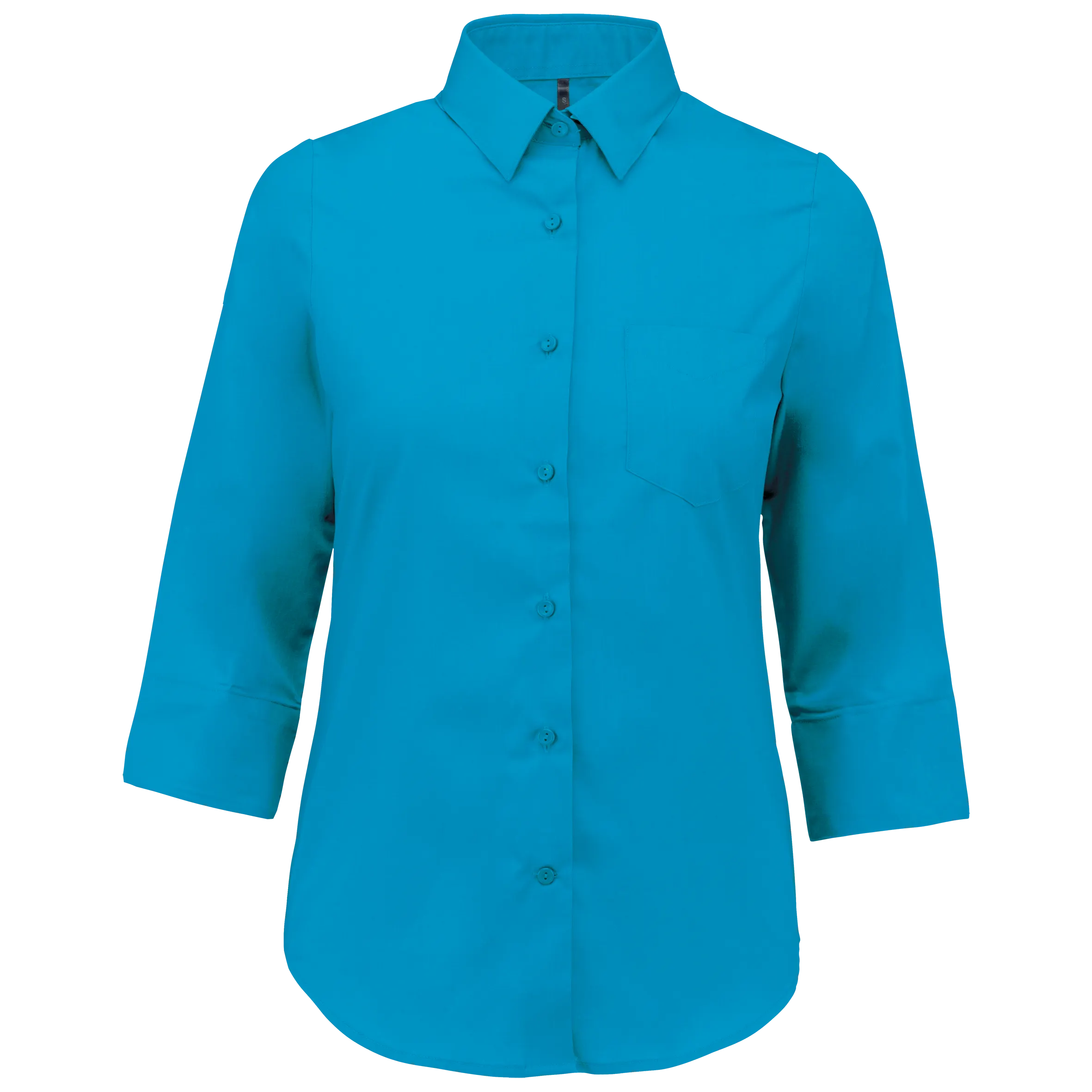 Camisa popelina de polialgodón manga 3/4 de fácil cuidado mujer