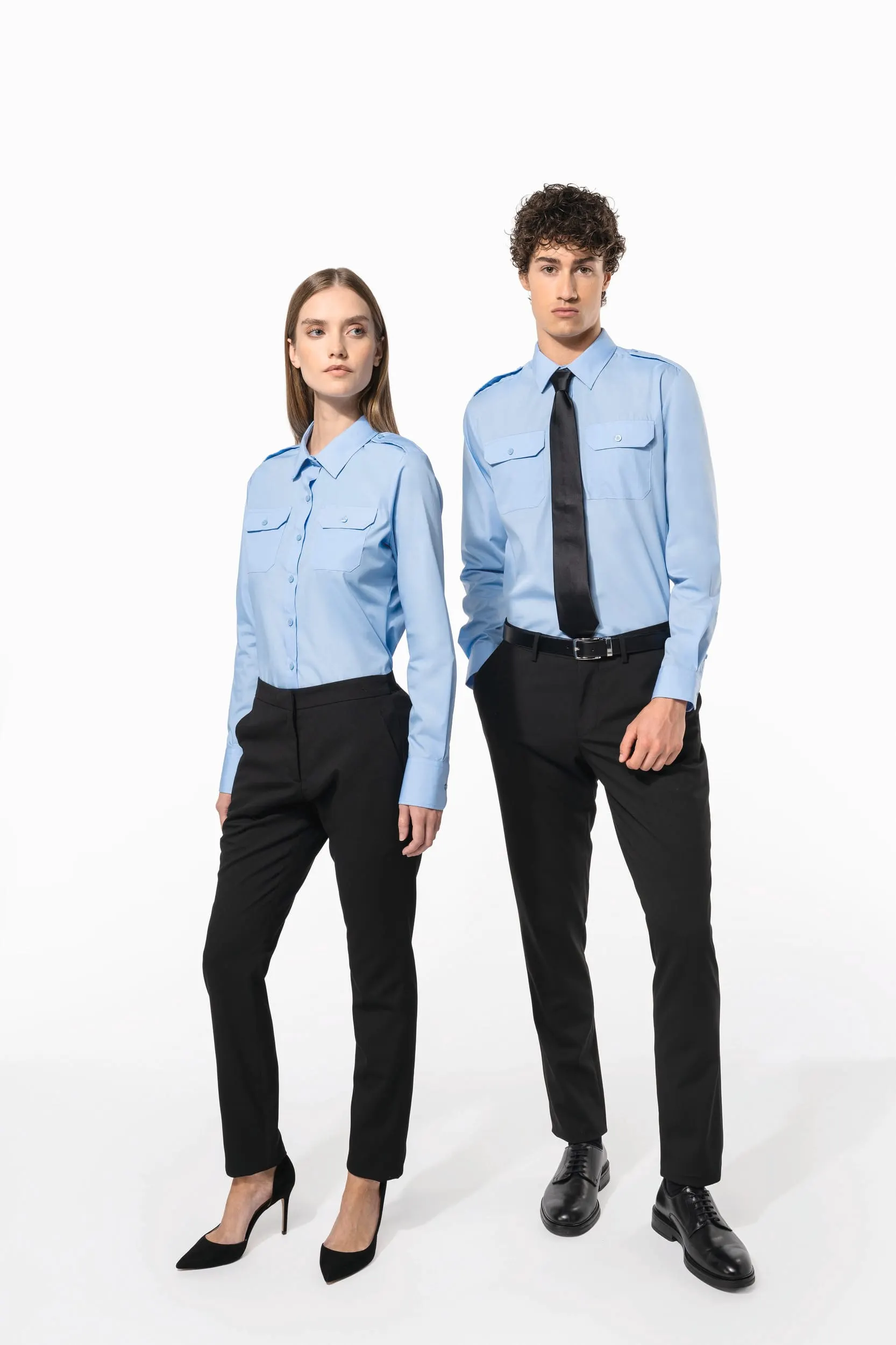 Camisa piloto manga larga mujer