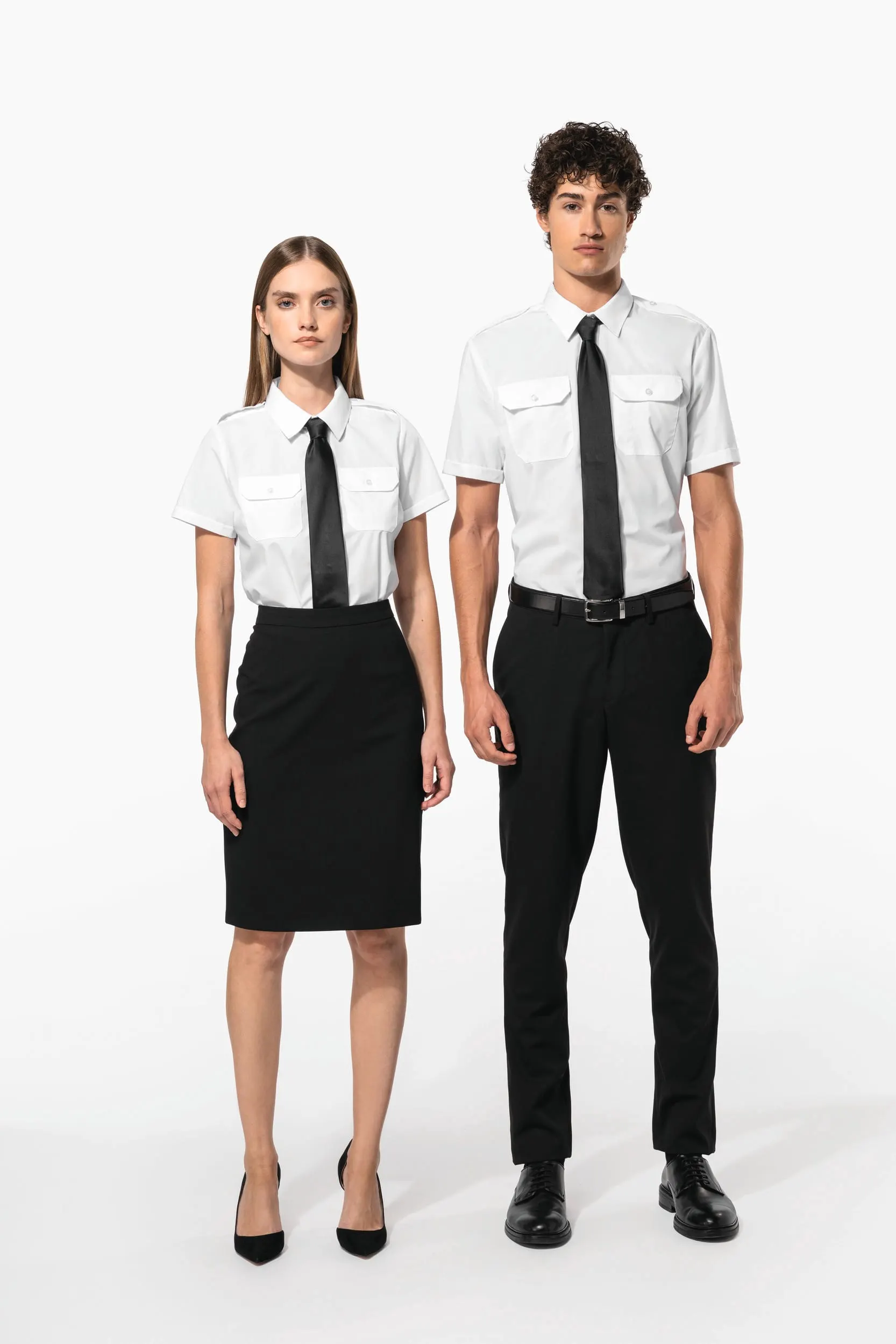 Camisa piloto manga corta mujer