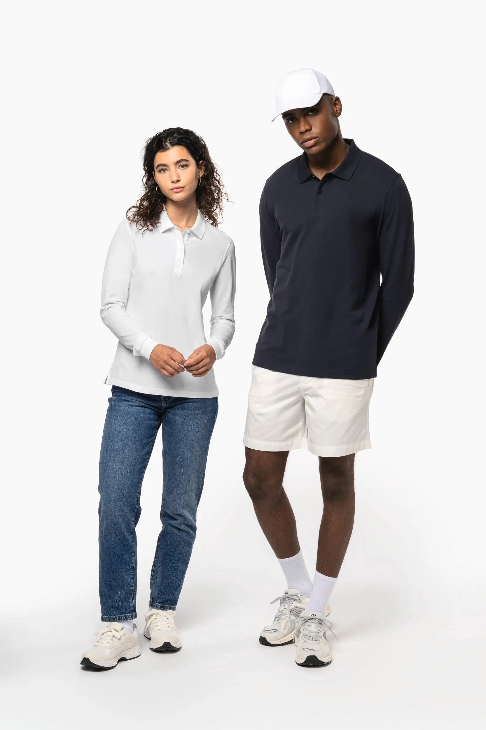 Polo de punto piqué manga larga Bio180 mujer