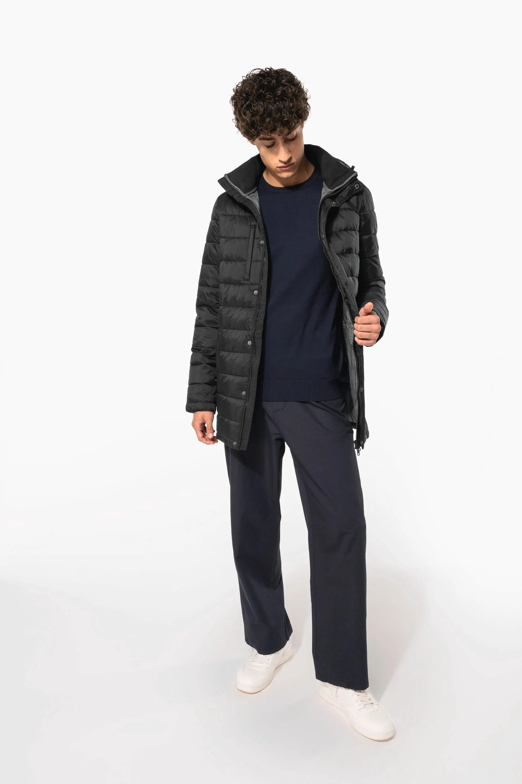 Parka ligera acolchada con capucha para hombre