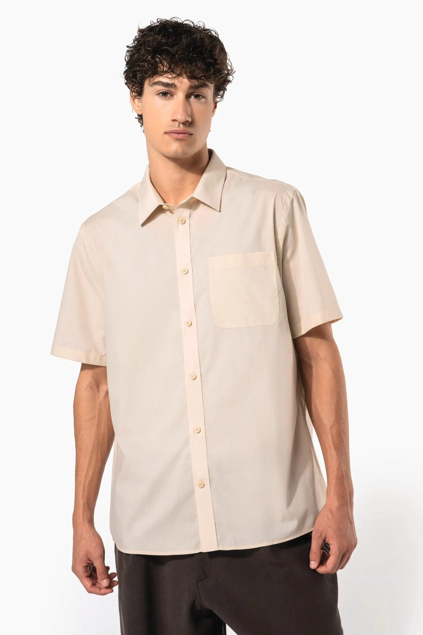 Camisa popelina de polialgodón manga corta de fácil cuidado hombre