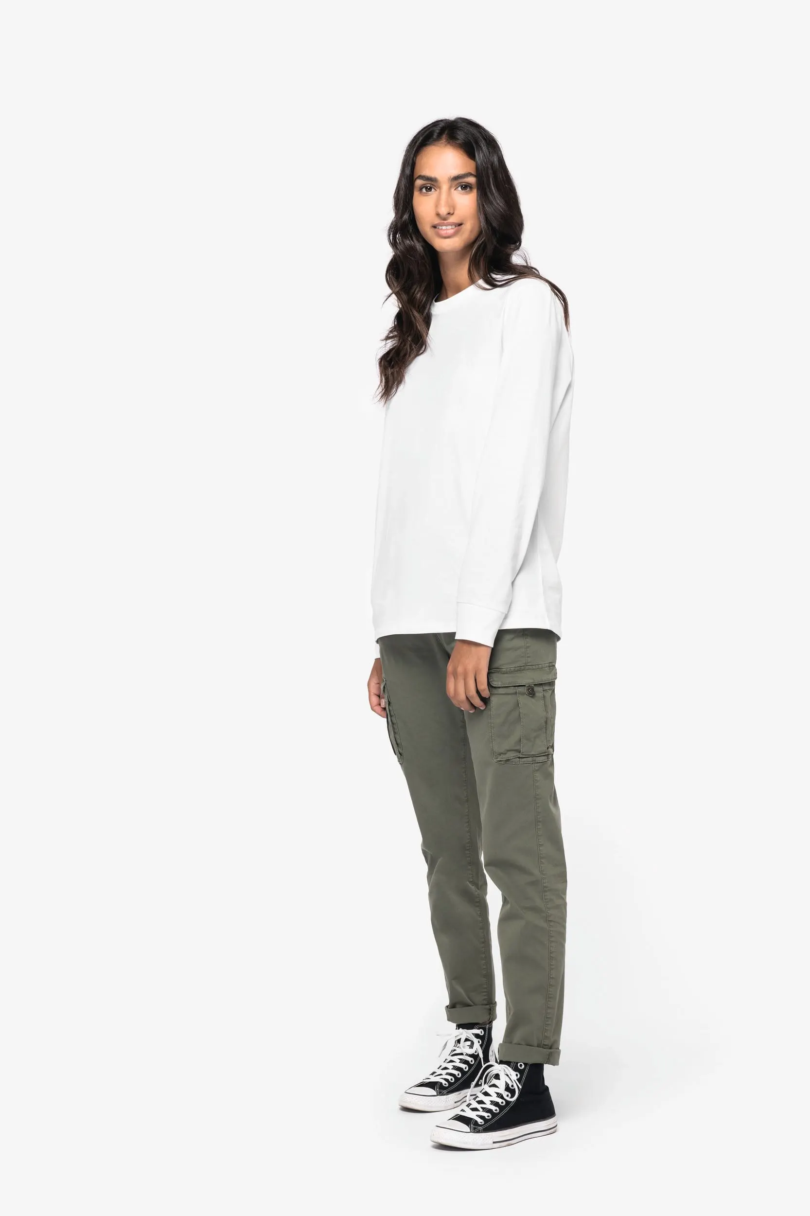 Pantalón cargo ecorresponsable efecto lavado mujer