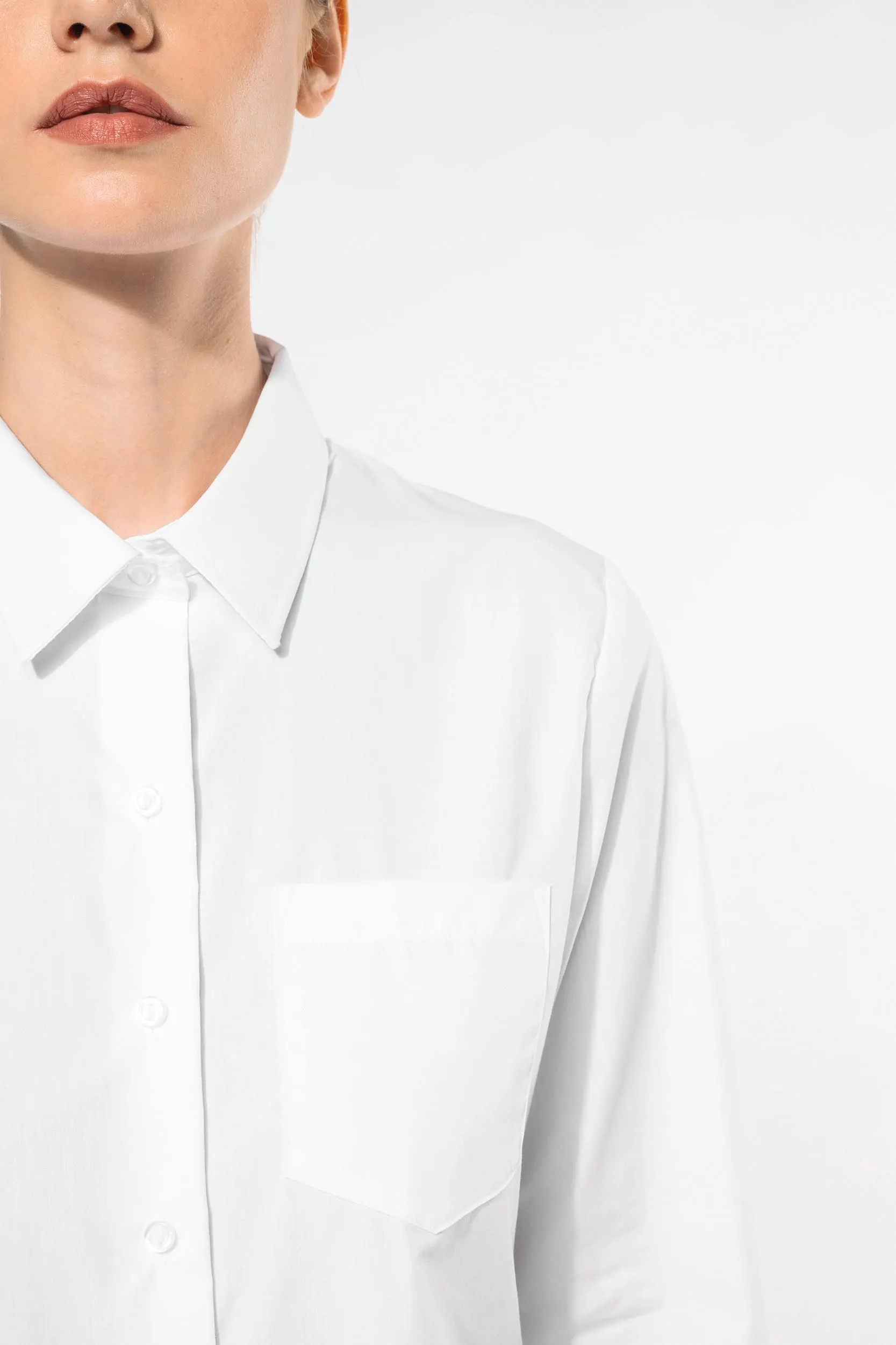 Camisa popelina manga larga mujer