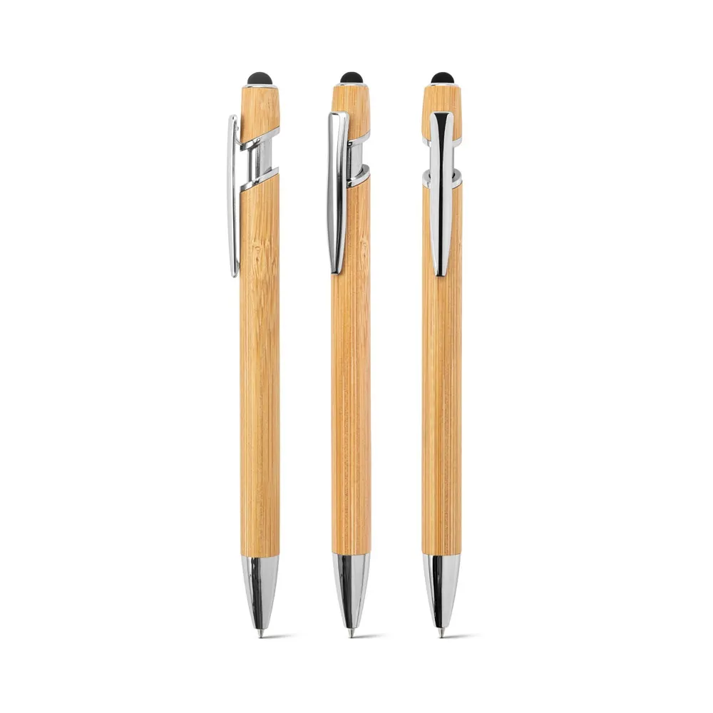NEIL BAMBOO. Bolígrafo de bambú con detalles de aluminio cromado