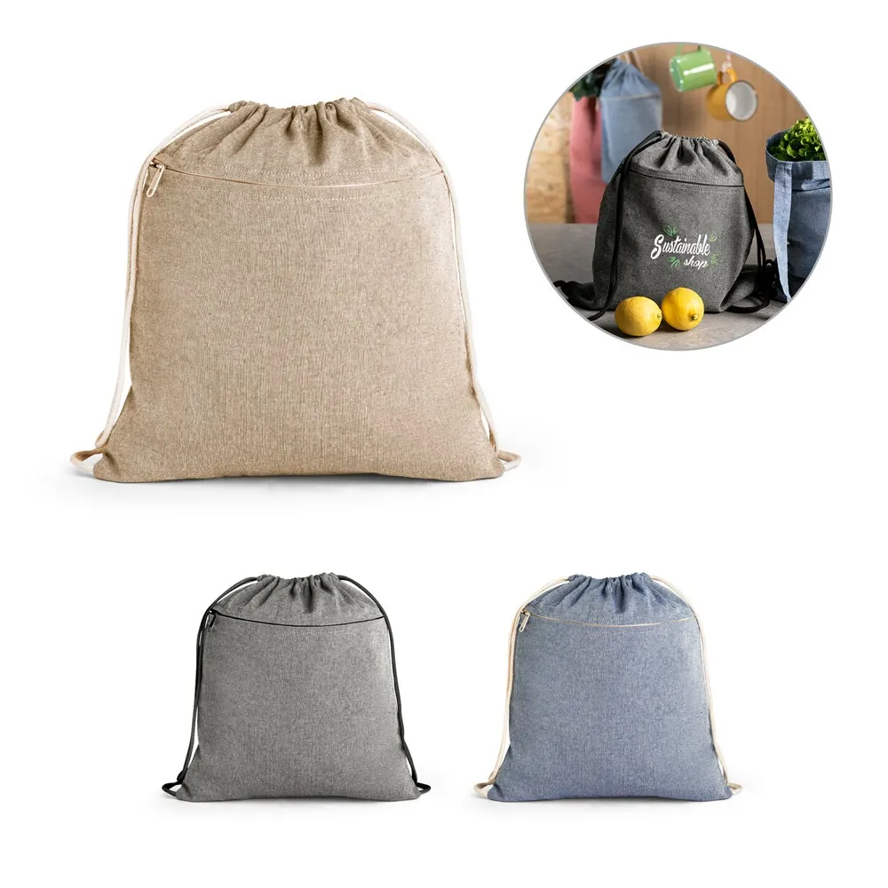 CHANCERY. Bolsa de cordón de algodón reciclado (70%), poliéster (30% rPET) (140 g/m²)
