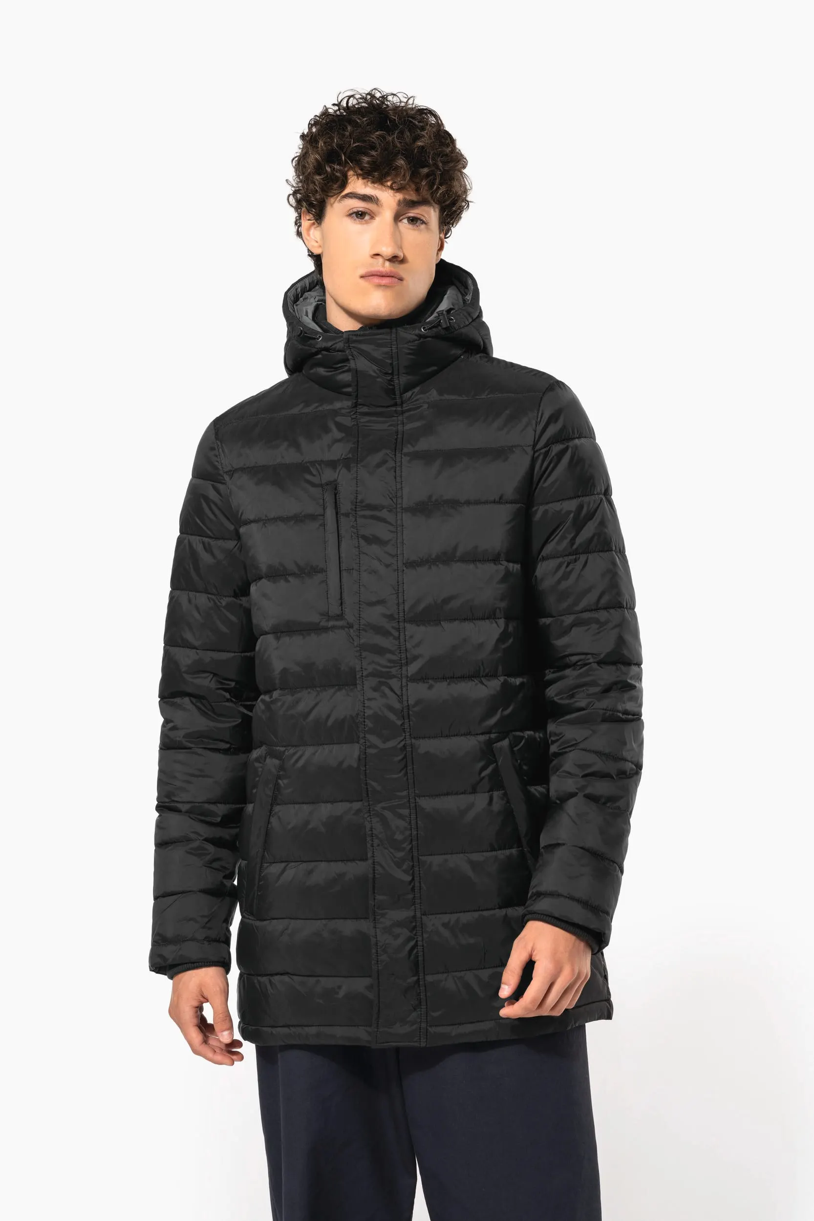 Parka ligera acolchada con capucha para hombre