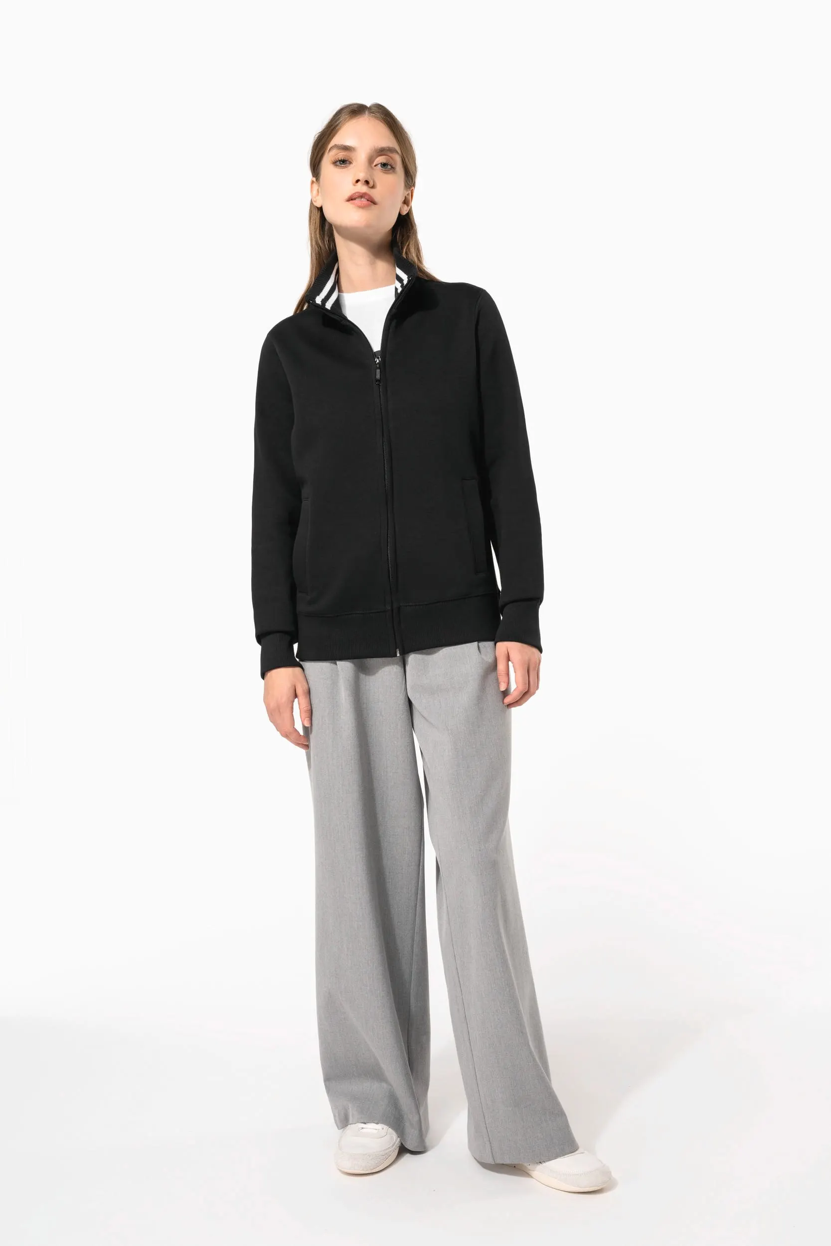 Chaqueta de felpa con cremallera mujer