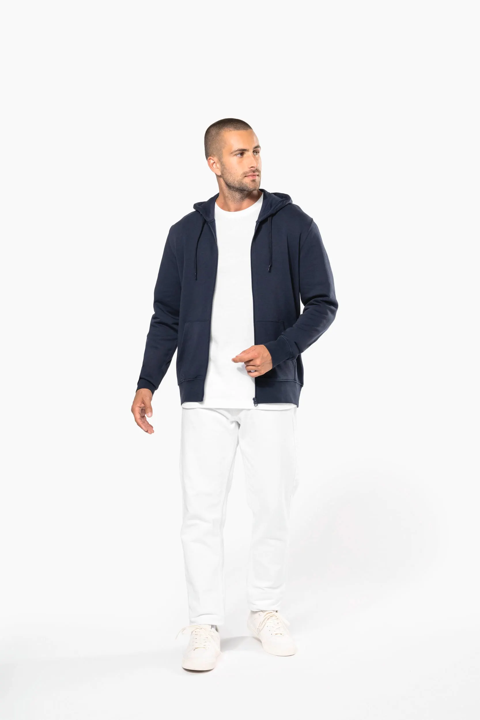 Sudadera con capucha y cremallera ecorresponsable hombre
