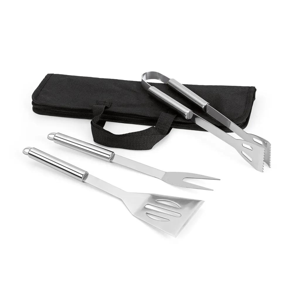 SOARES. Set de barbacoa que incluye 3 piezas en acero inoxidable