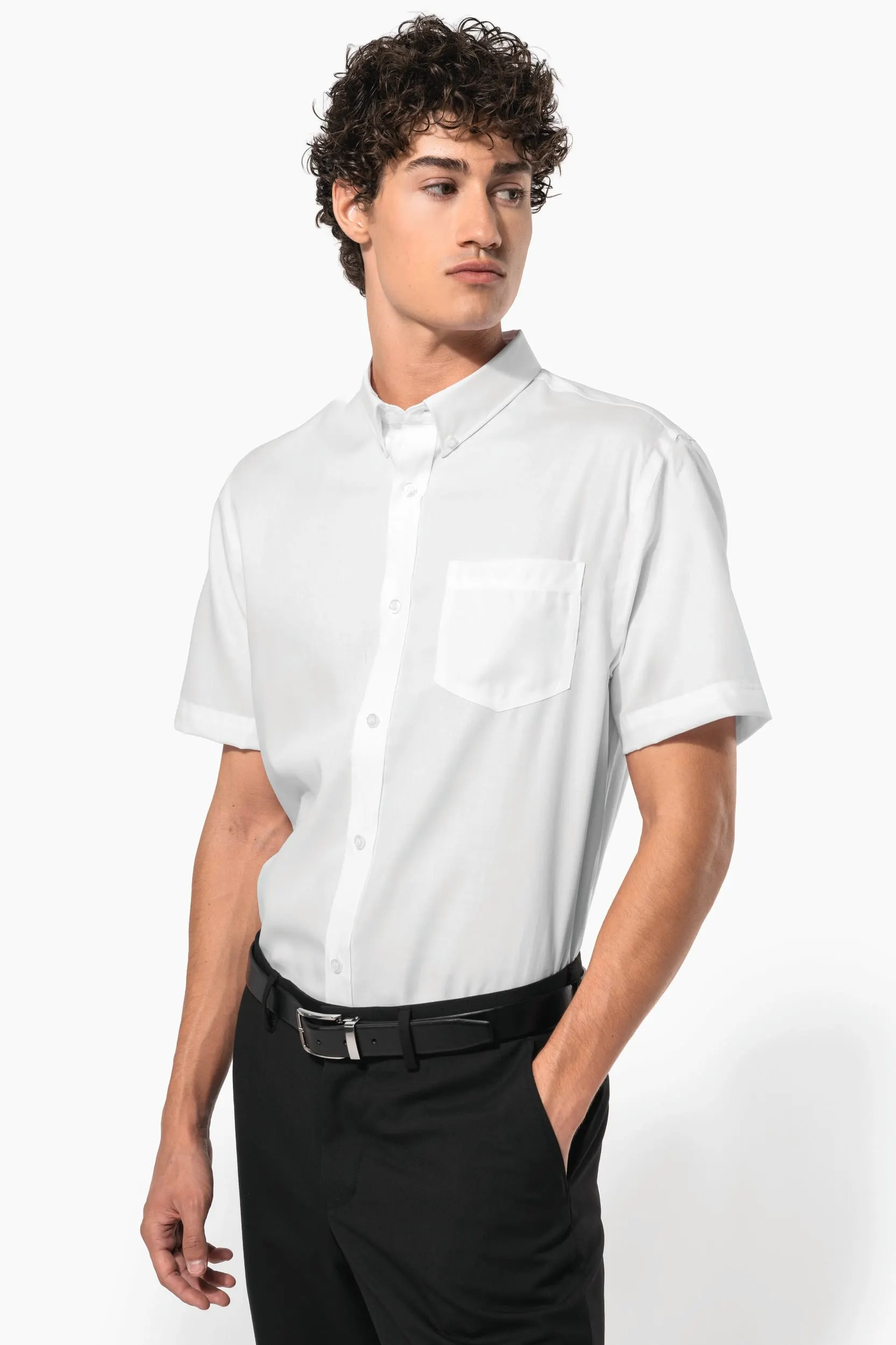 Camisa micro sarga no-plancha manga corta hombre