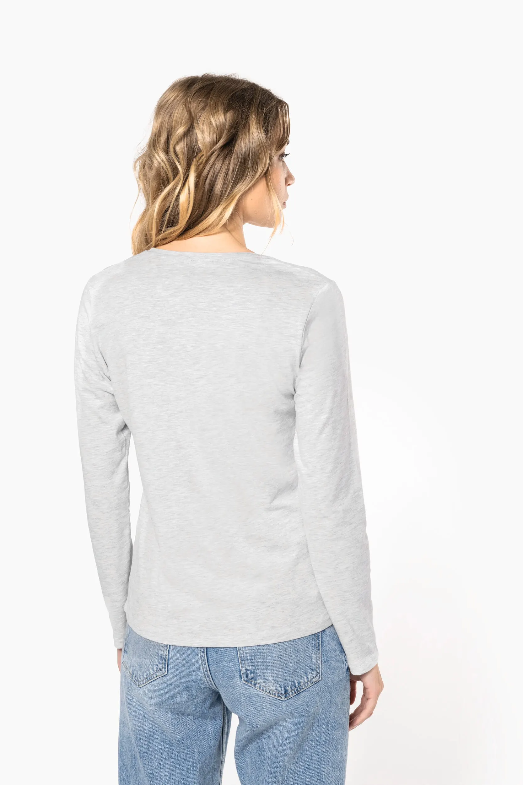 Camiseta manga larga y cuello redondo mujer