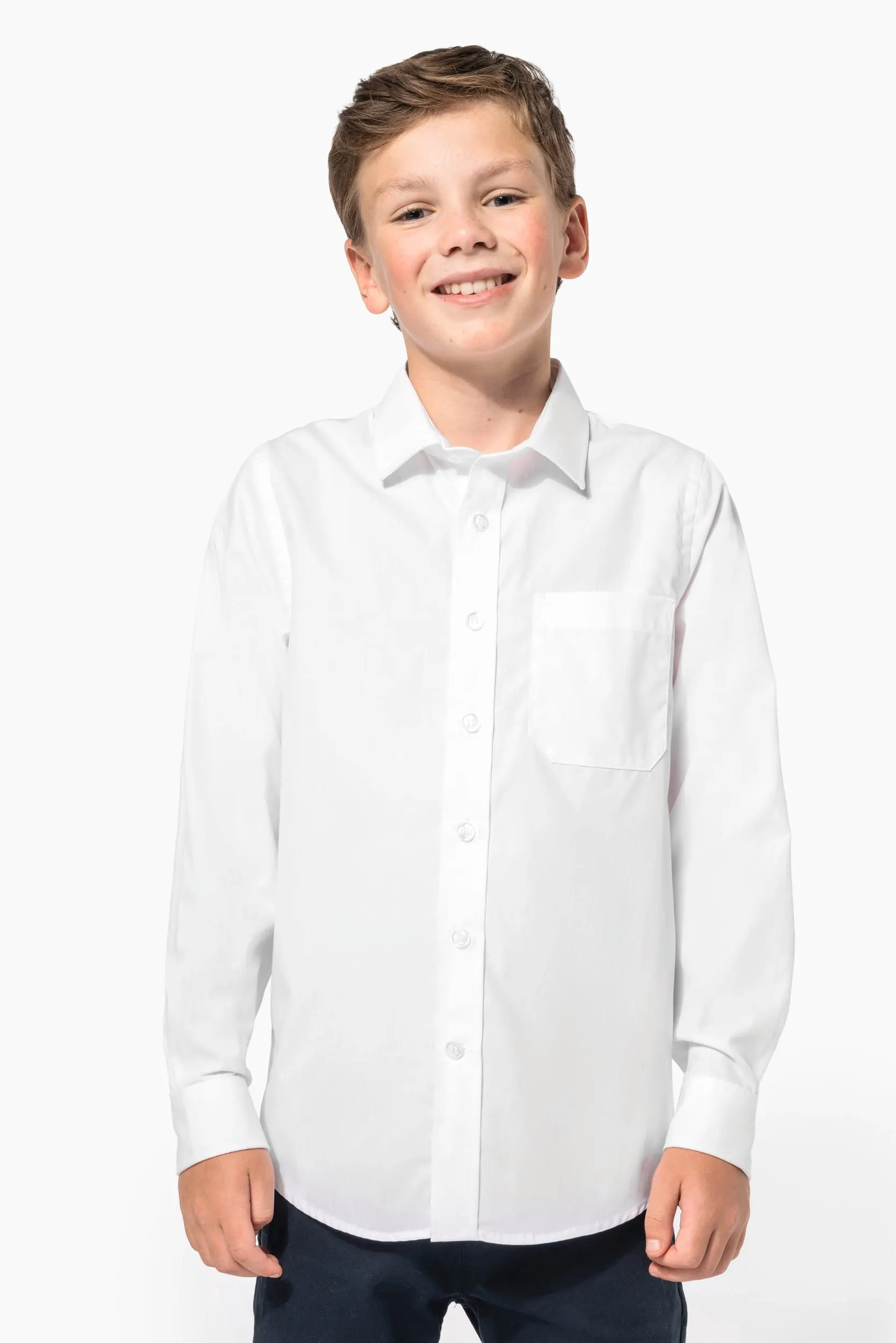 Camisa popelina manga larga niños