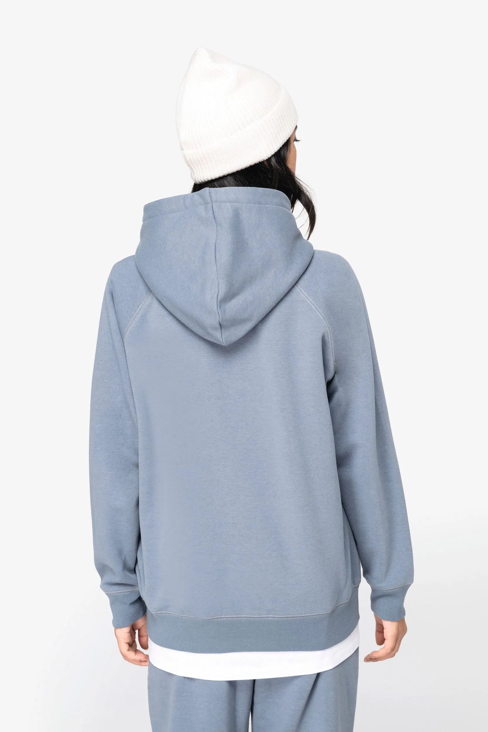 Sudadera ecorresponsable con capucha y mangas raglán mujer