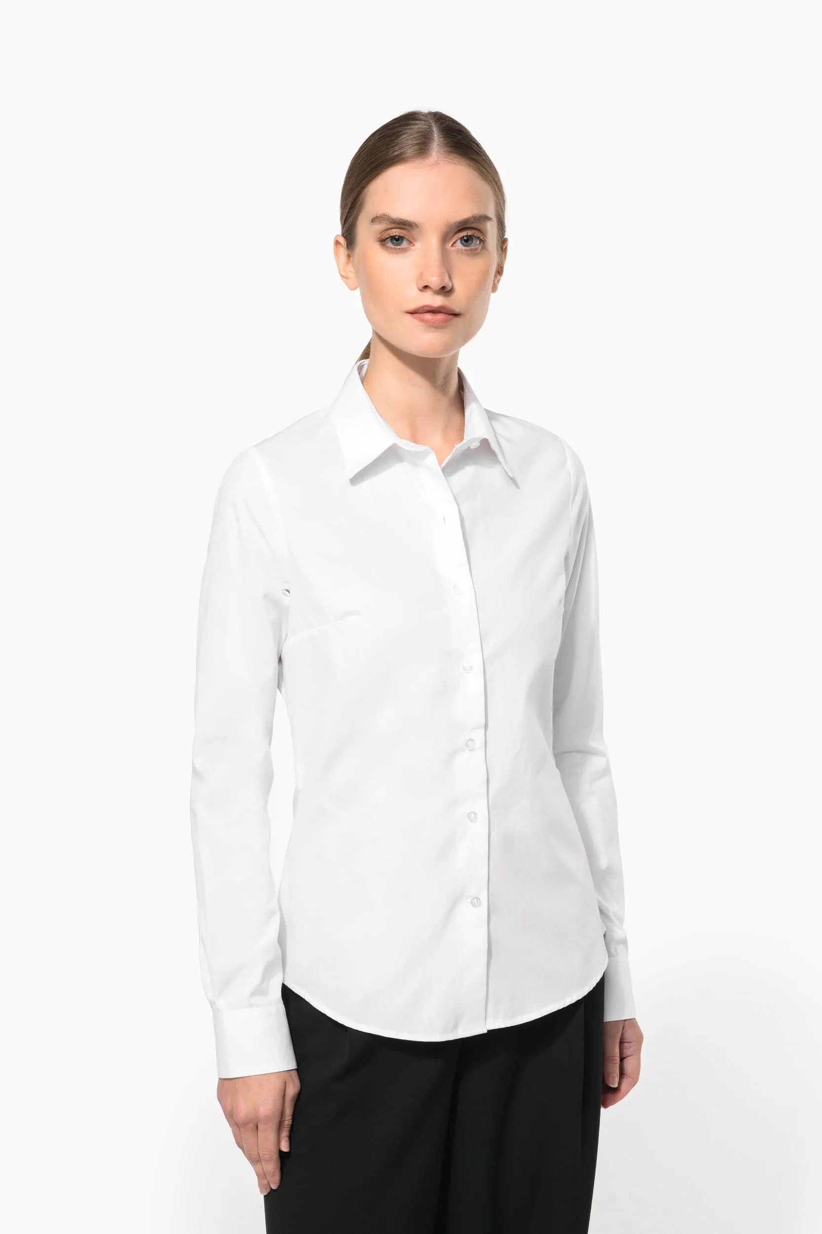 Camisa popelina manga larga mujer