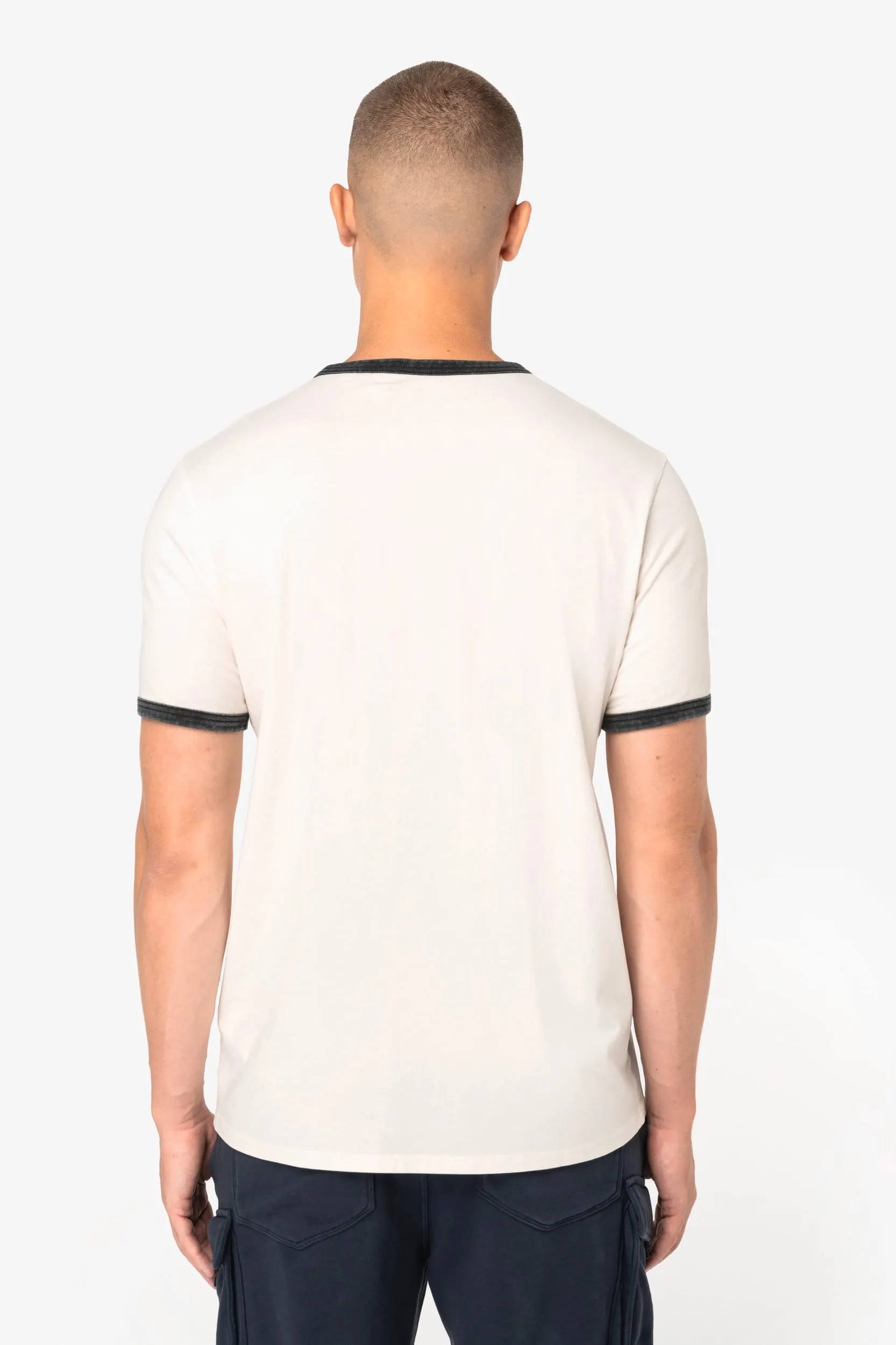 Camiseta ringer ecorresponsable con ribetes contrastados efecto lavado hombre