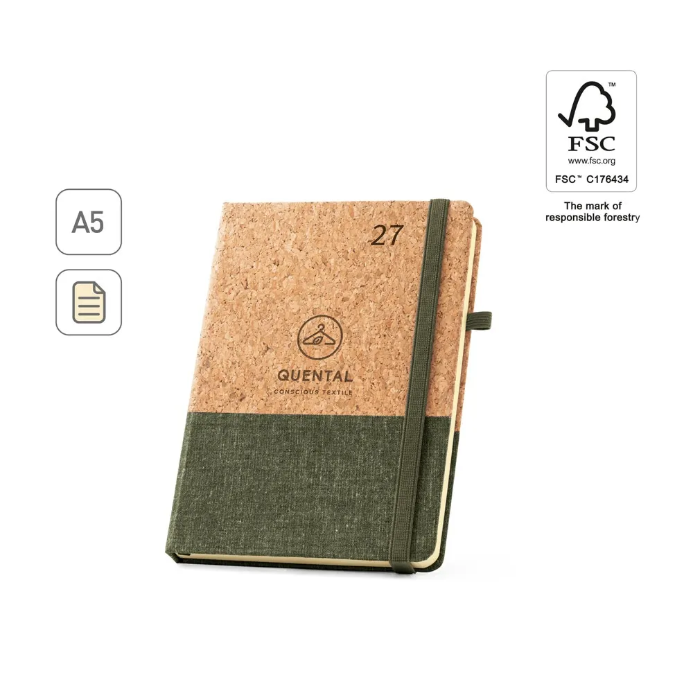 QUENTAL A5. Agenda de corcho y lino