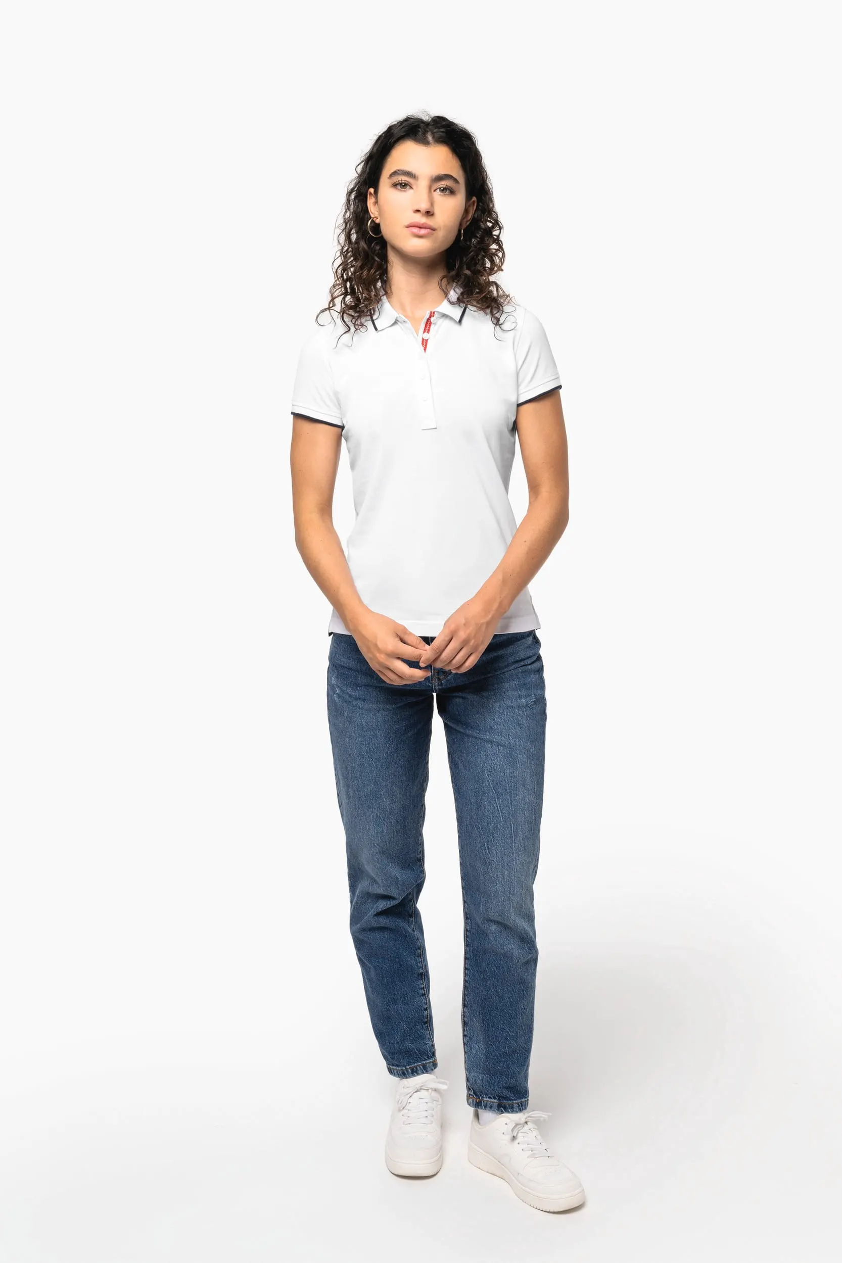Polo piqué maga corta mujer