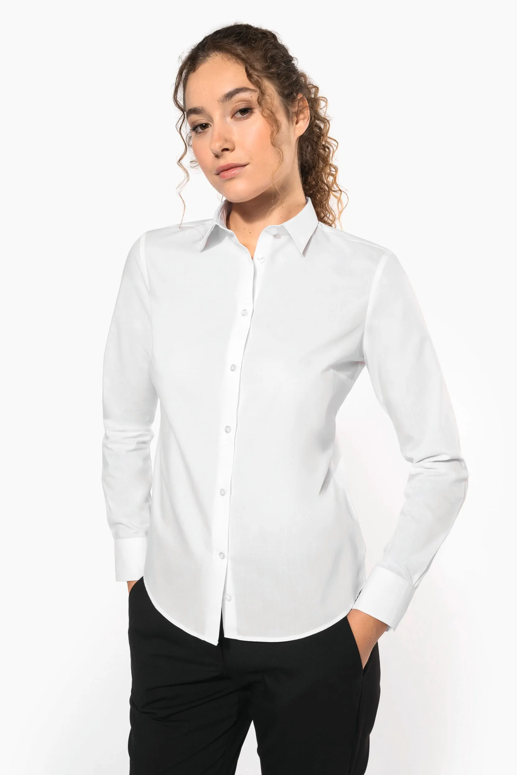 Camisa popelina de polialgodón de fácil cuidado para mujer