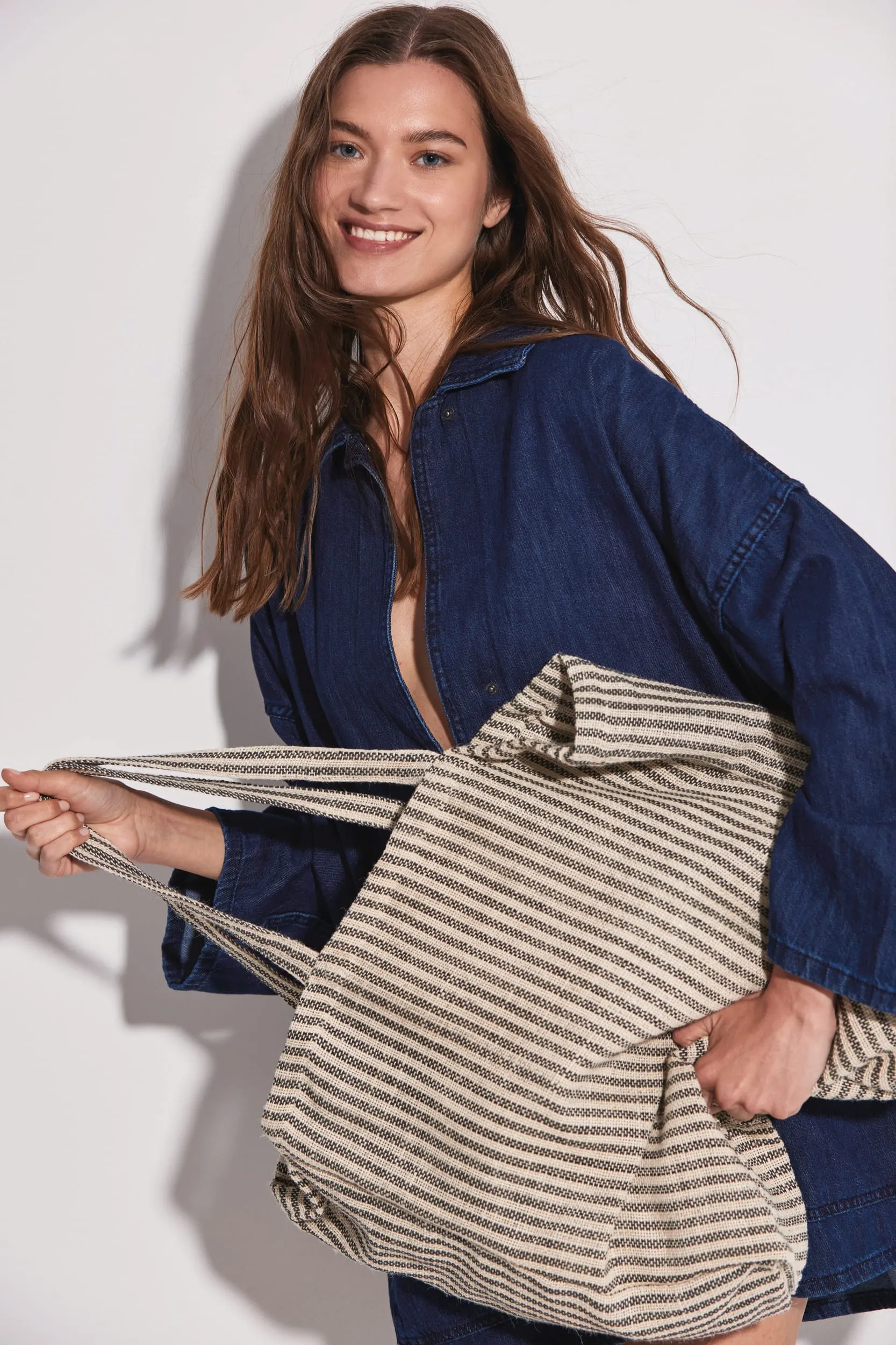 Bolsa shopper de juco a rayas