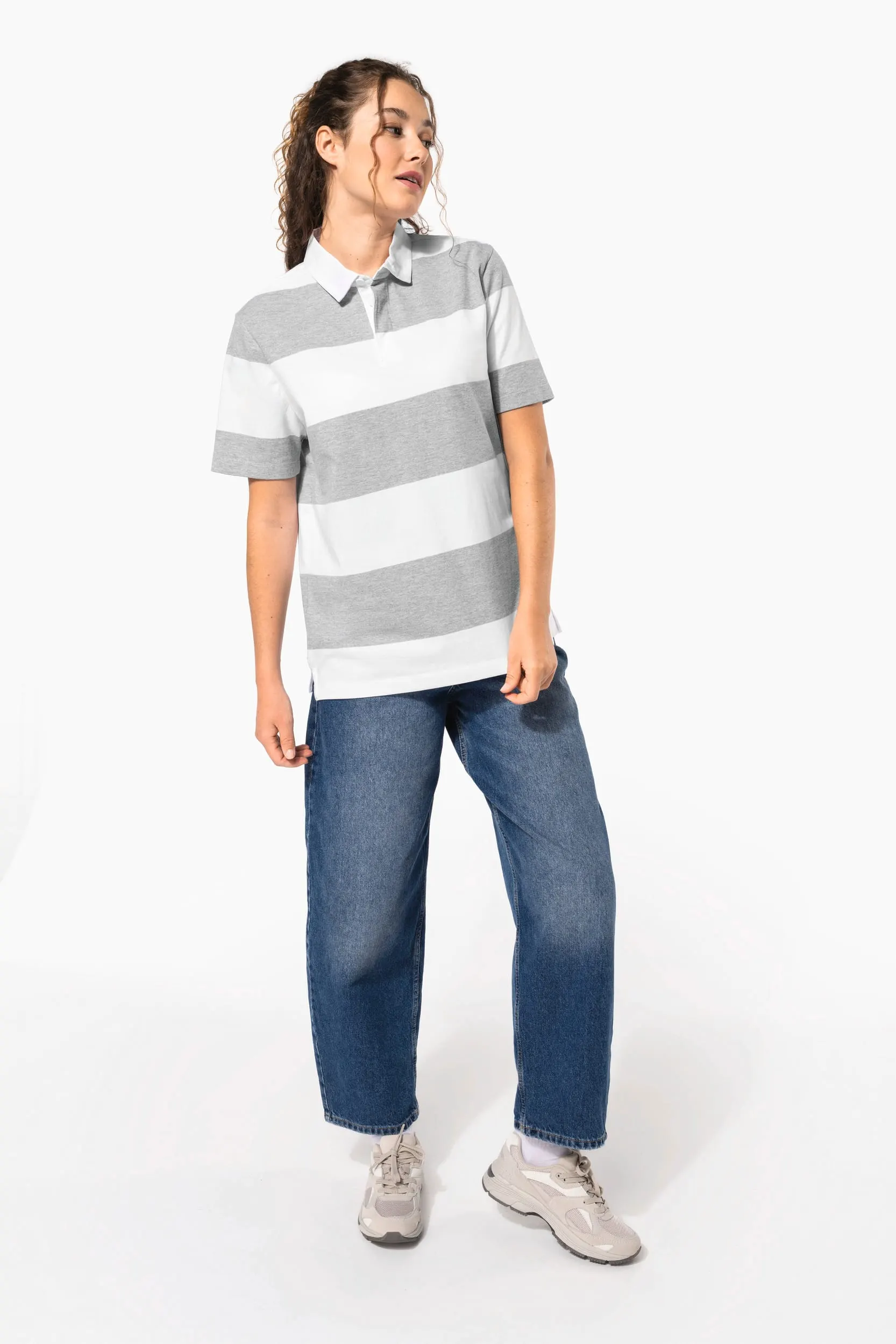 Polo a rayas manga corta unisex