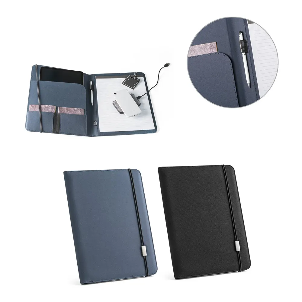EMERGE FOLDER II. Carpeta tamaño A4 en poliéster reciclado (100% rPET) 300D con cierre elástico