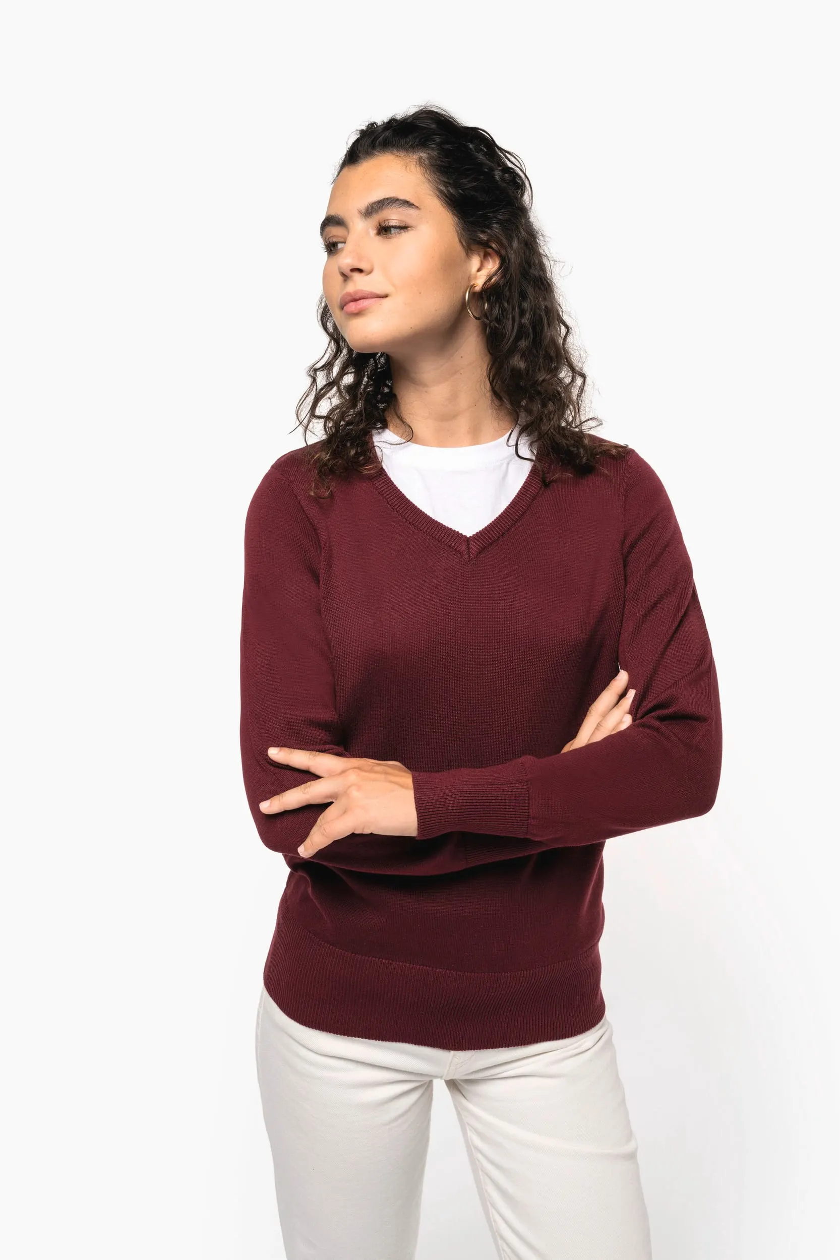 Jersey cuello de pico mujer