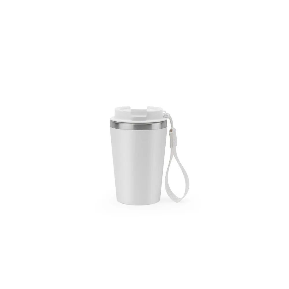 SPITZ. Vaso de viaje de acero inoxidable (90 % reciclado) y pared exterior de PP, con acabado mate 440 ml