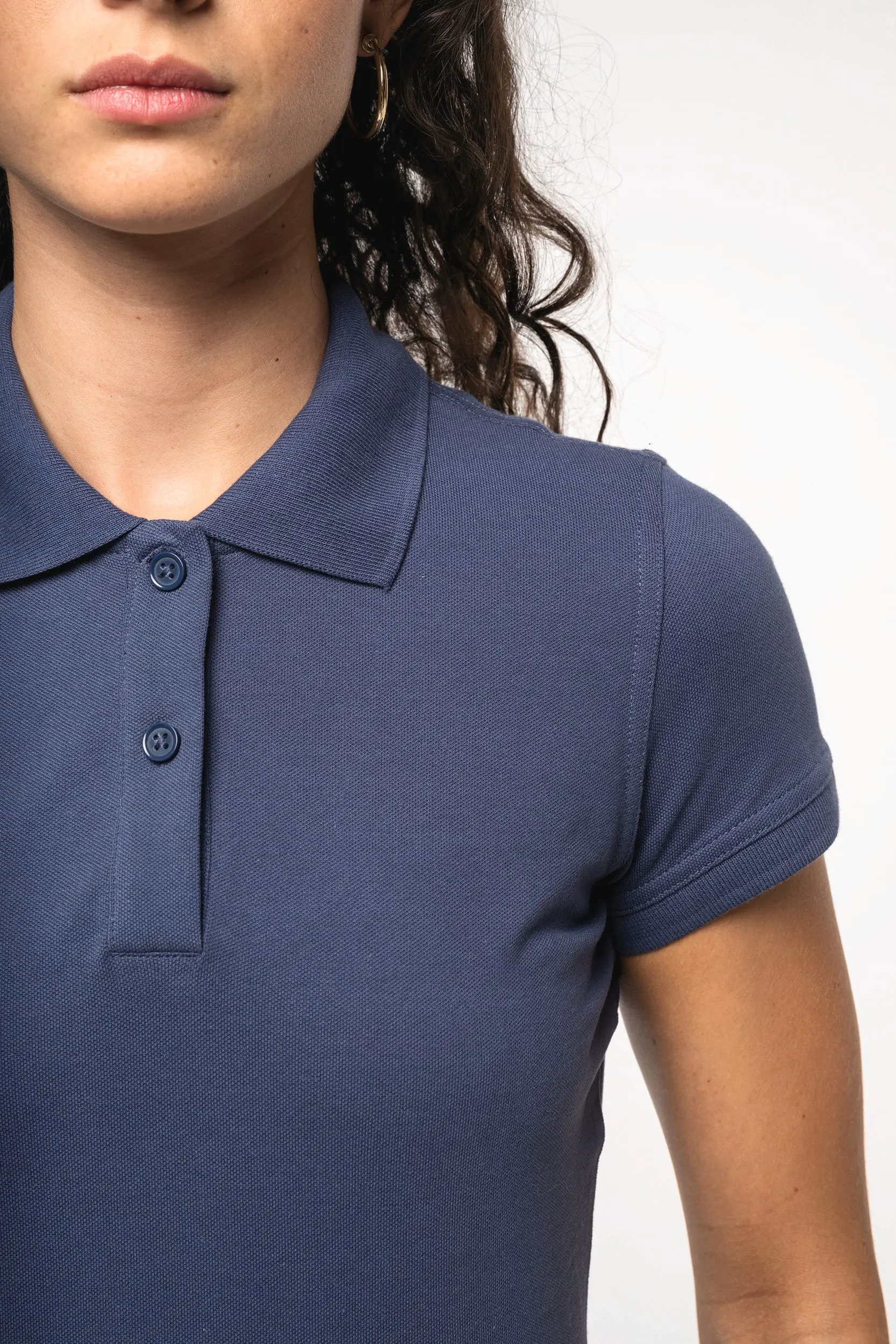 Polo de punto piqué manga corta mujer