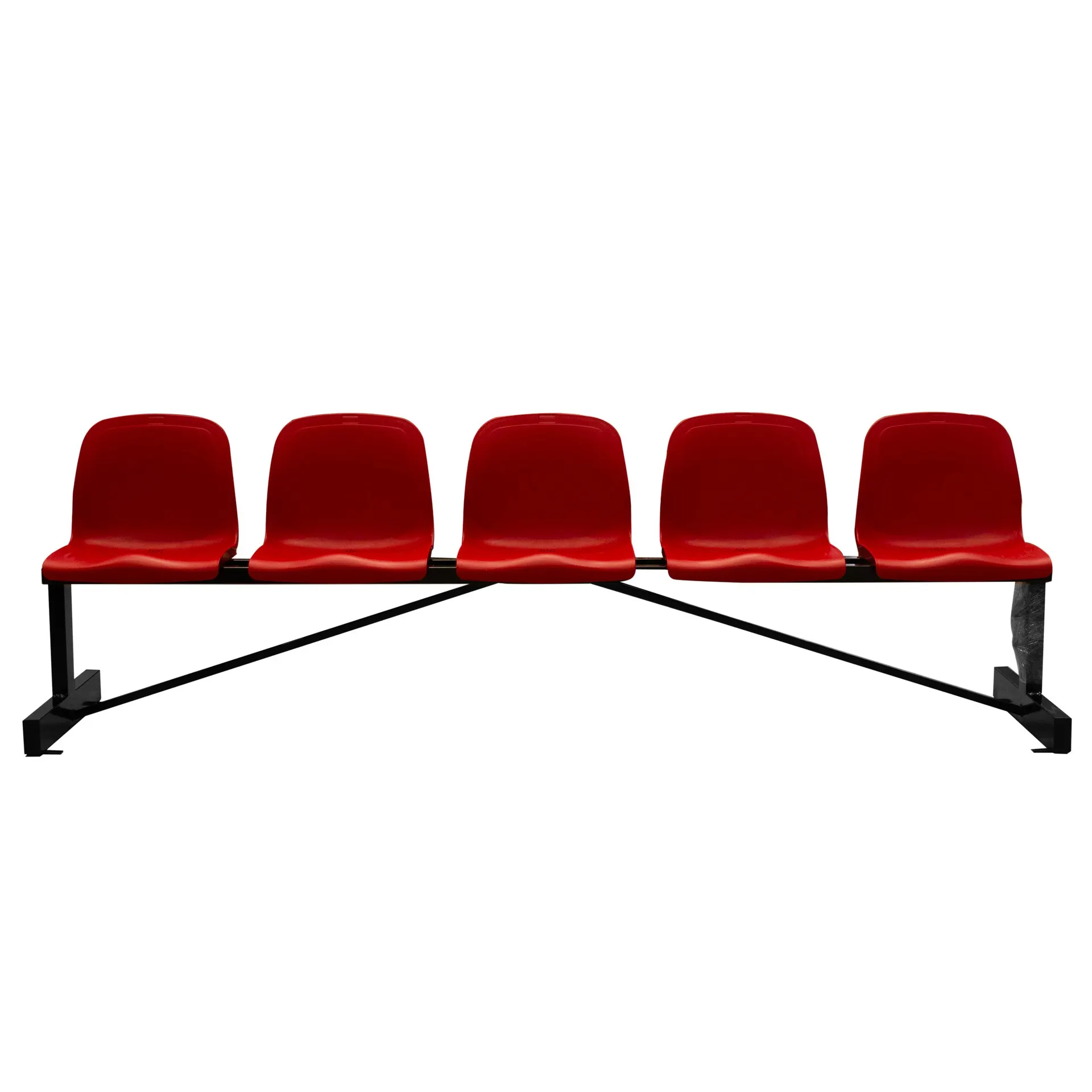 BANCO METÁLICO NEW CON ASIENTO ROJO PVC -5 PLAZAS- RESPALTO ALTO