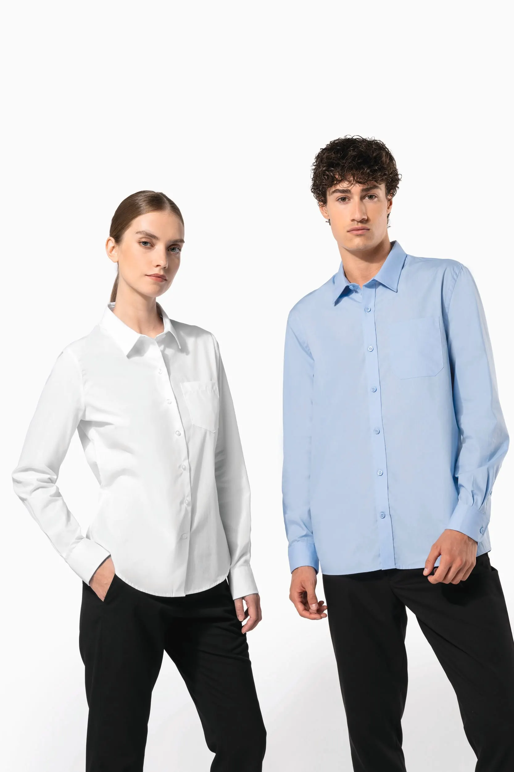 Camisa popelina manga larga hombre
