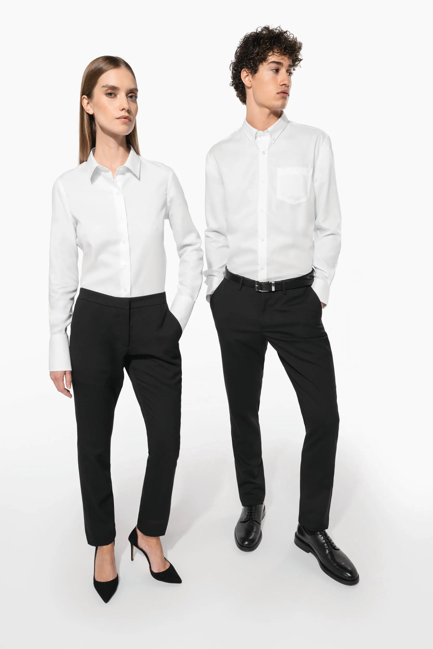 Camisa no-plancha manga larga hombre