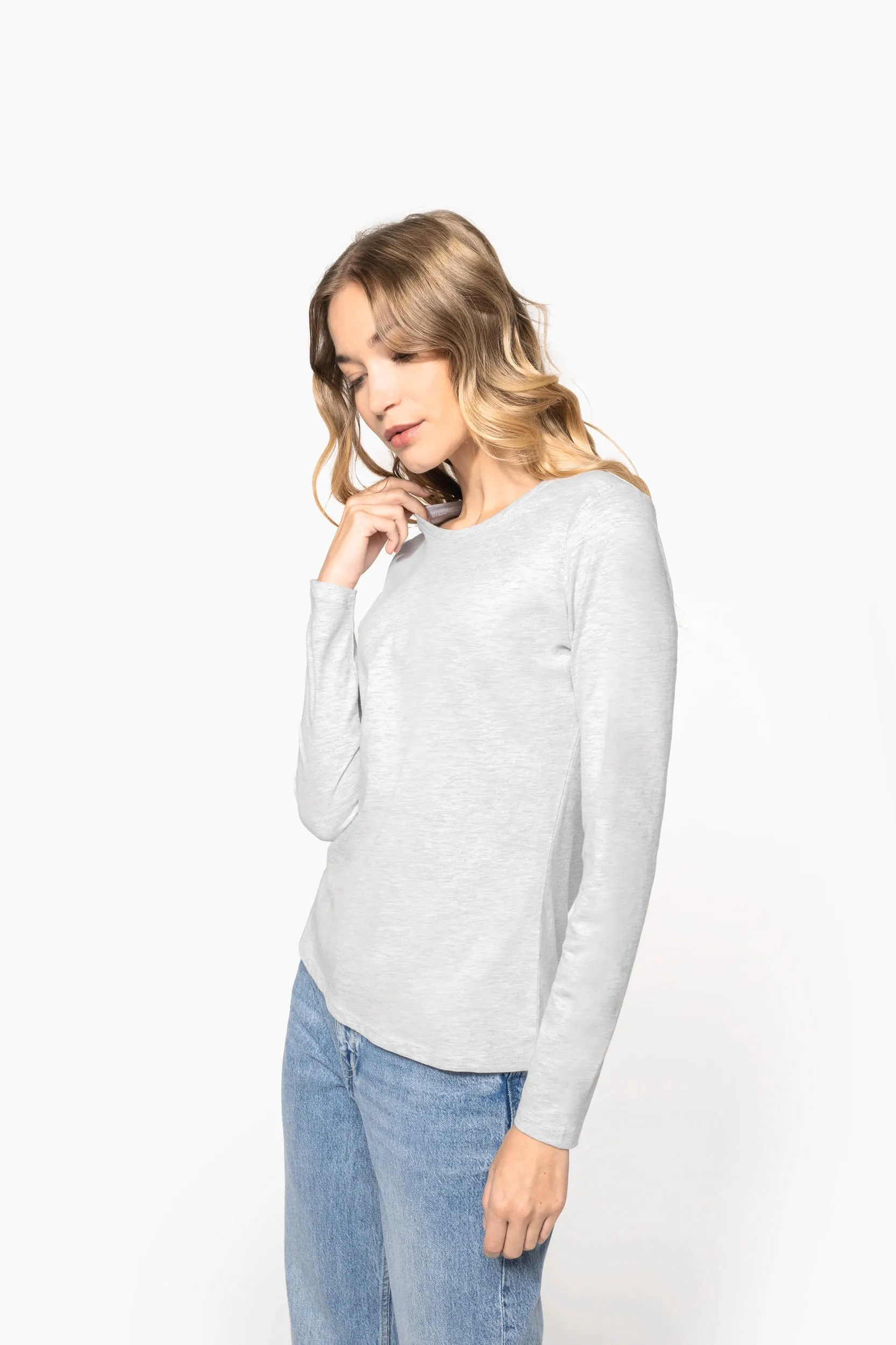 Camiseta manga larga y cuello redondo mujer