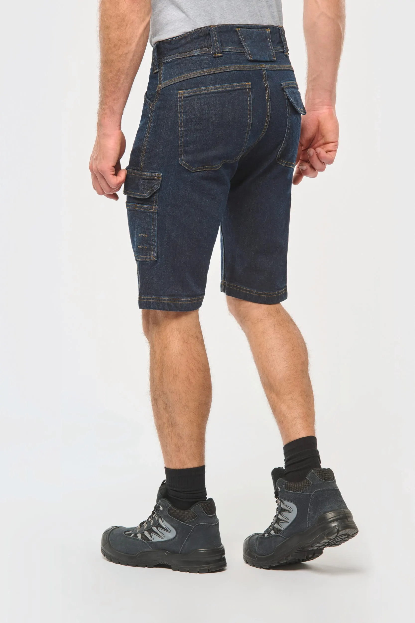 Bermuda denim multibolsillos hombre