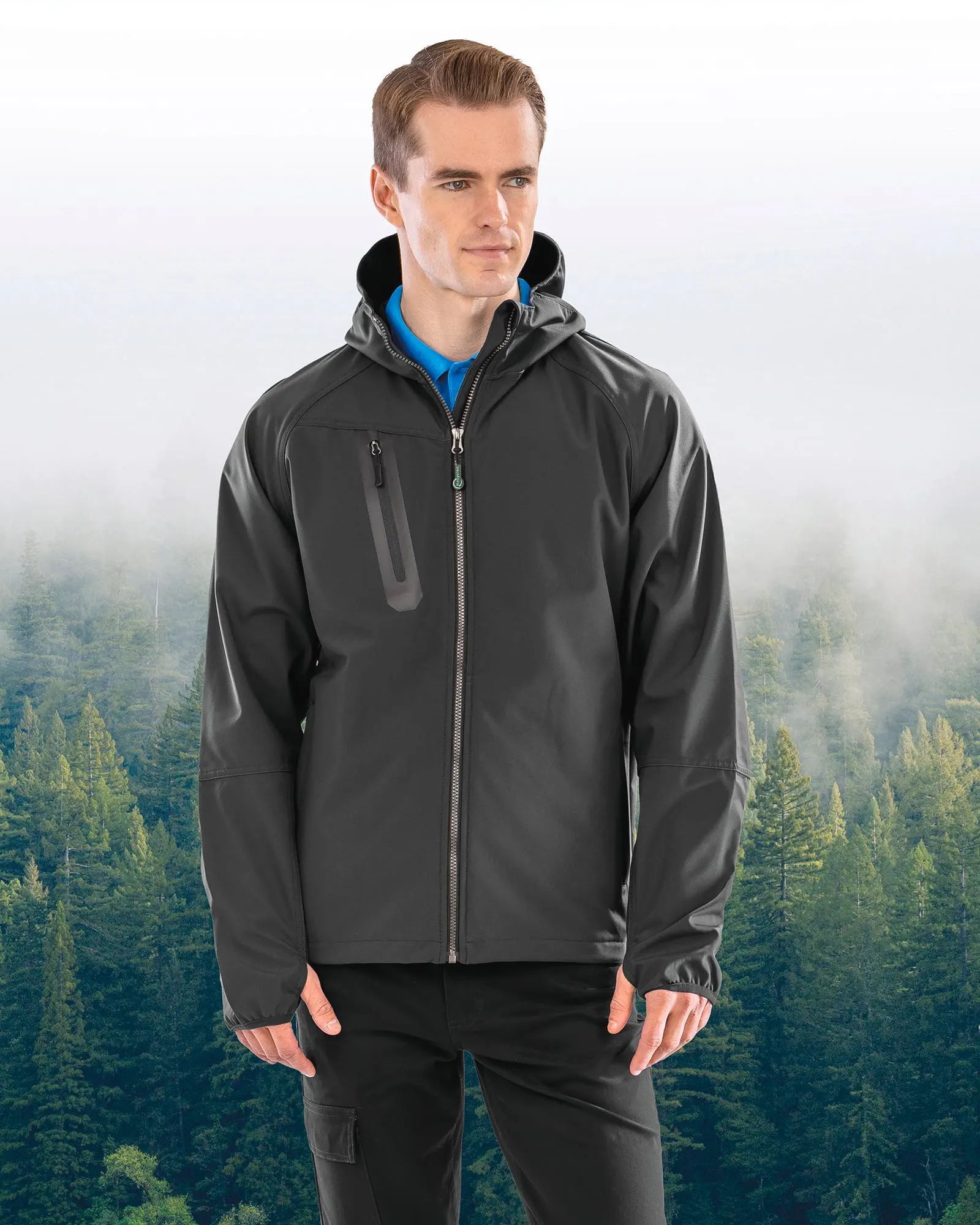 Chaqueta softshell 3 capas reciclada con capucha unisex<br/>