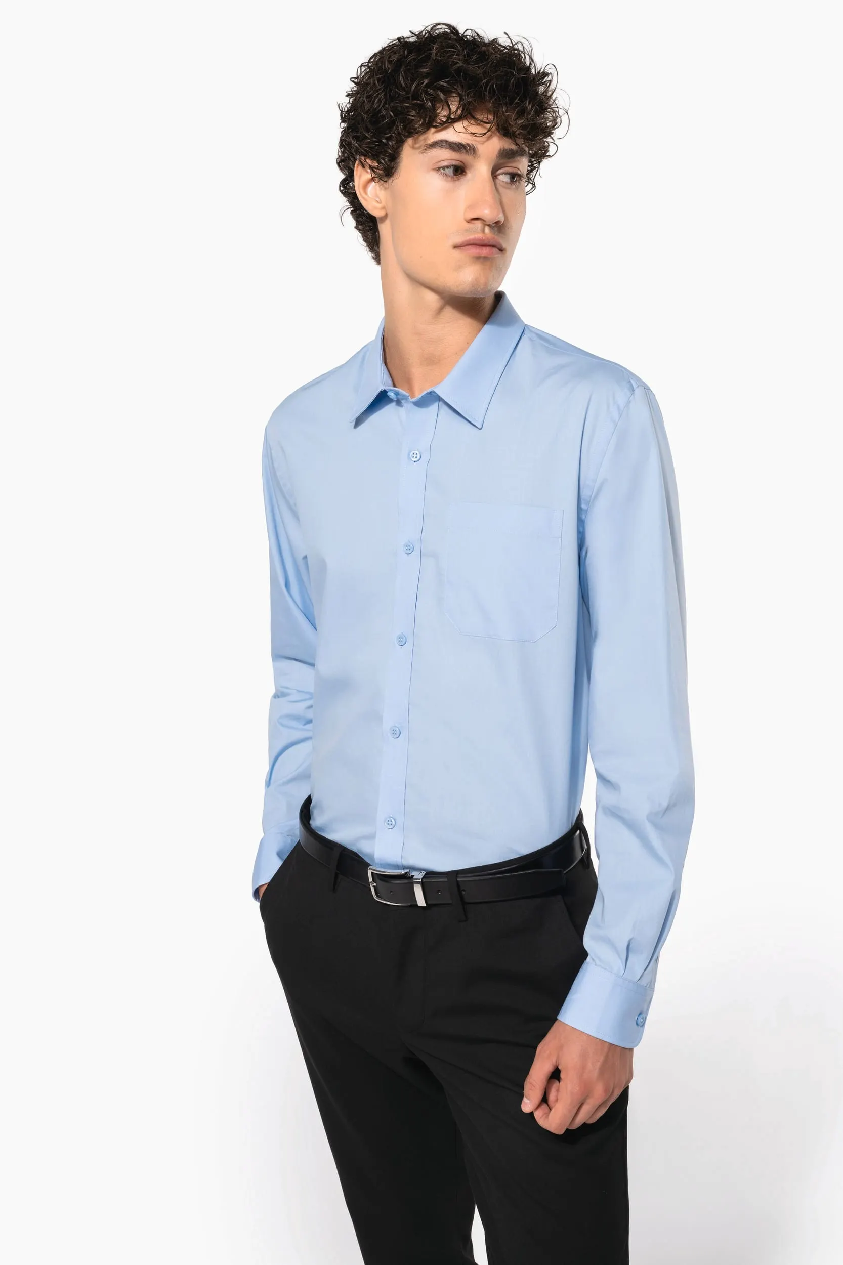 Camisa popelina manga larga hombre