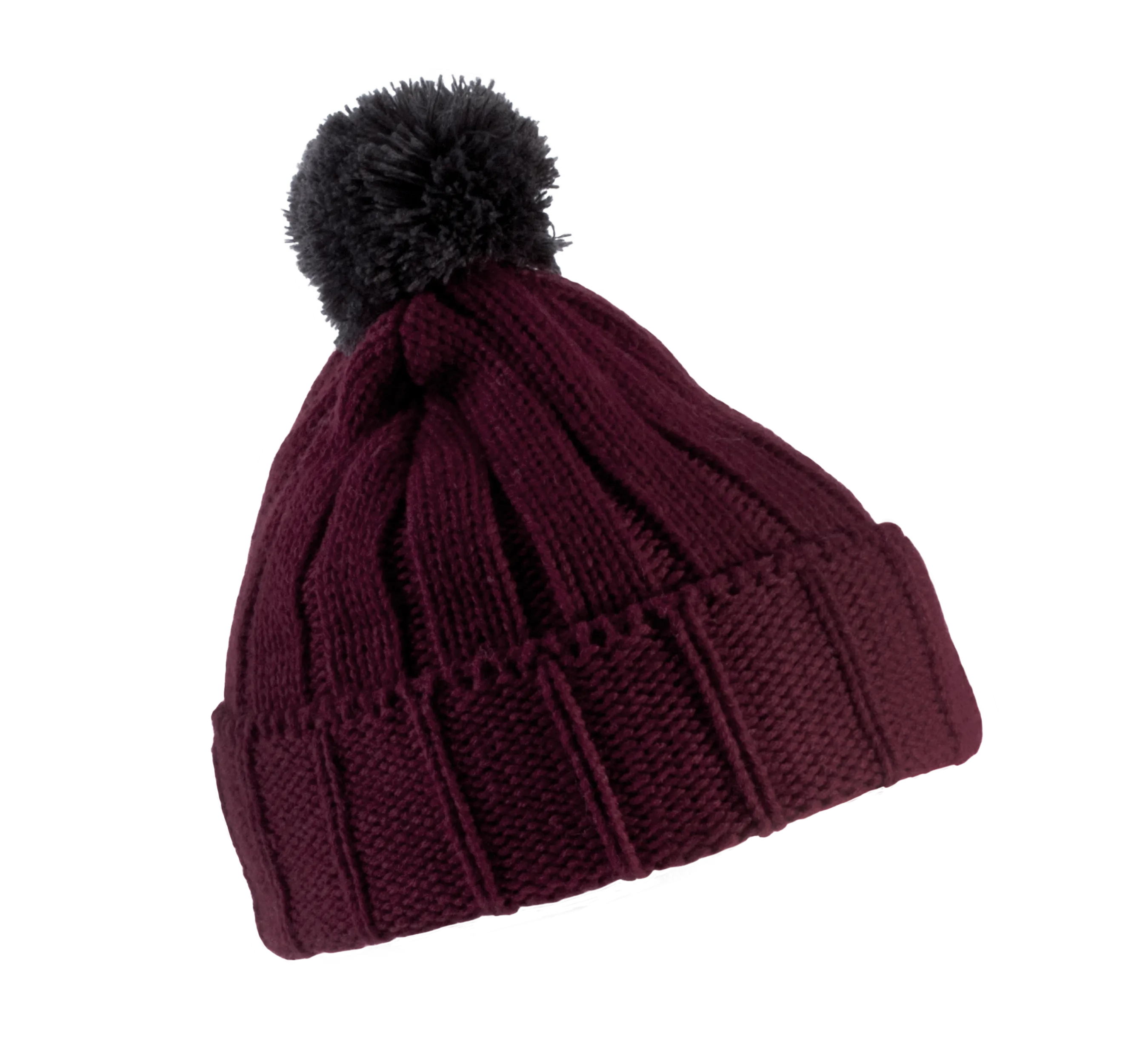 Gorro con pompón y dobladillo
