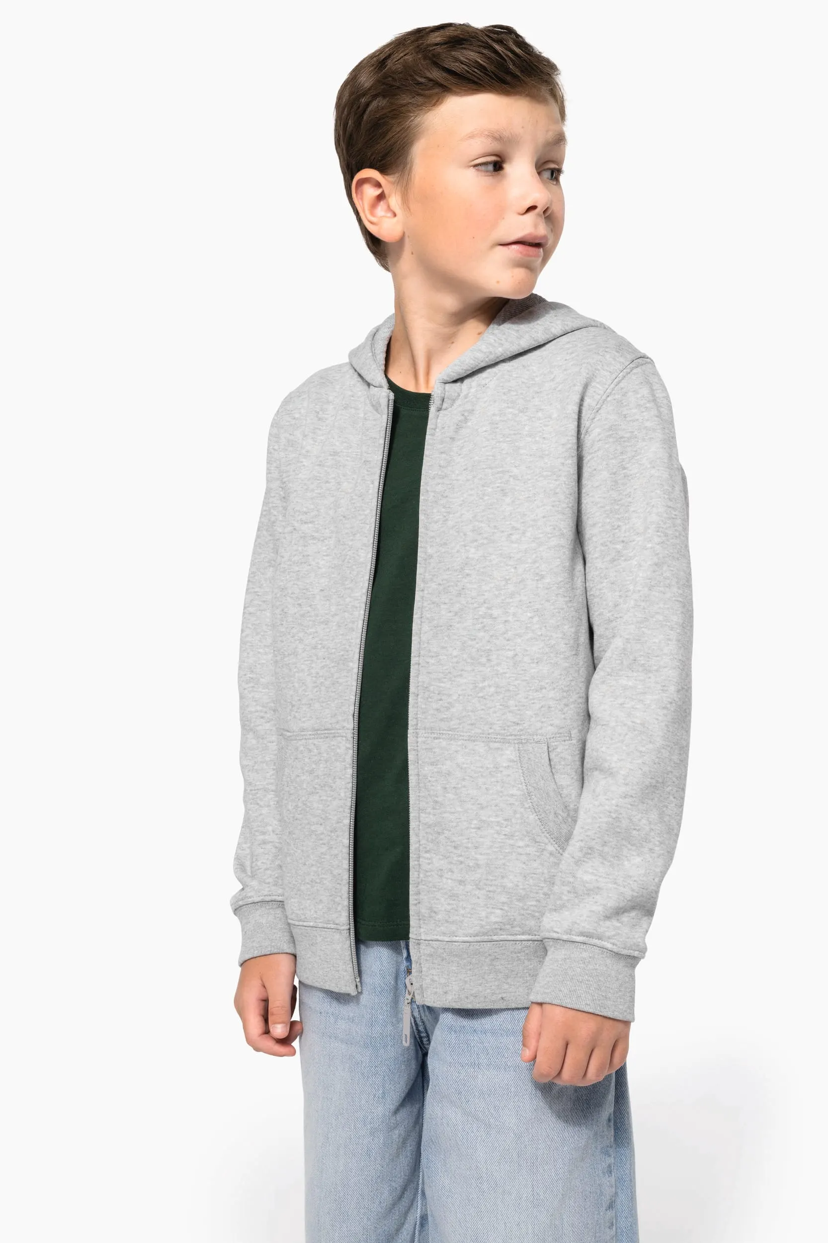 Sudadera reciclada con cremallera y capucha infantil