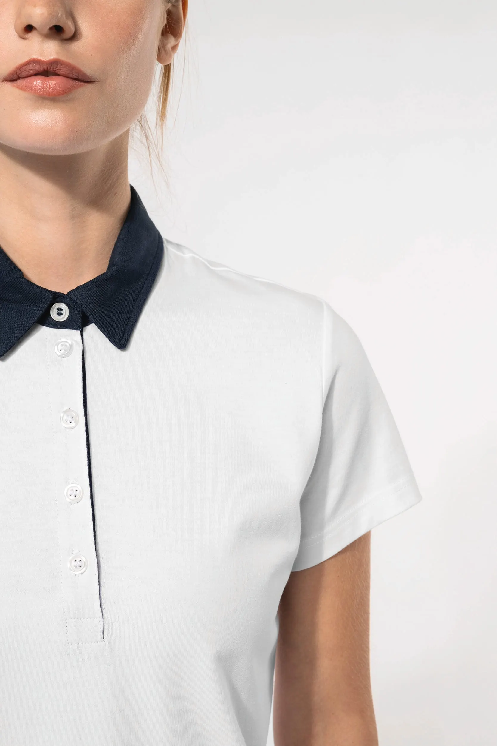 Polo jersey bicolor mujer