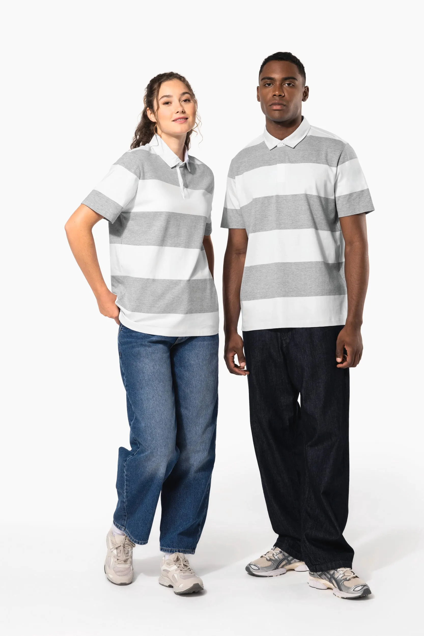 Polo a rayas manga corta unisex