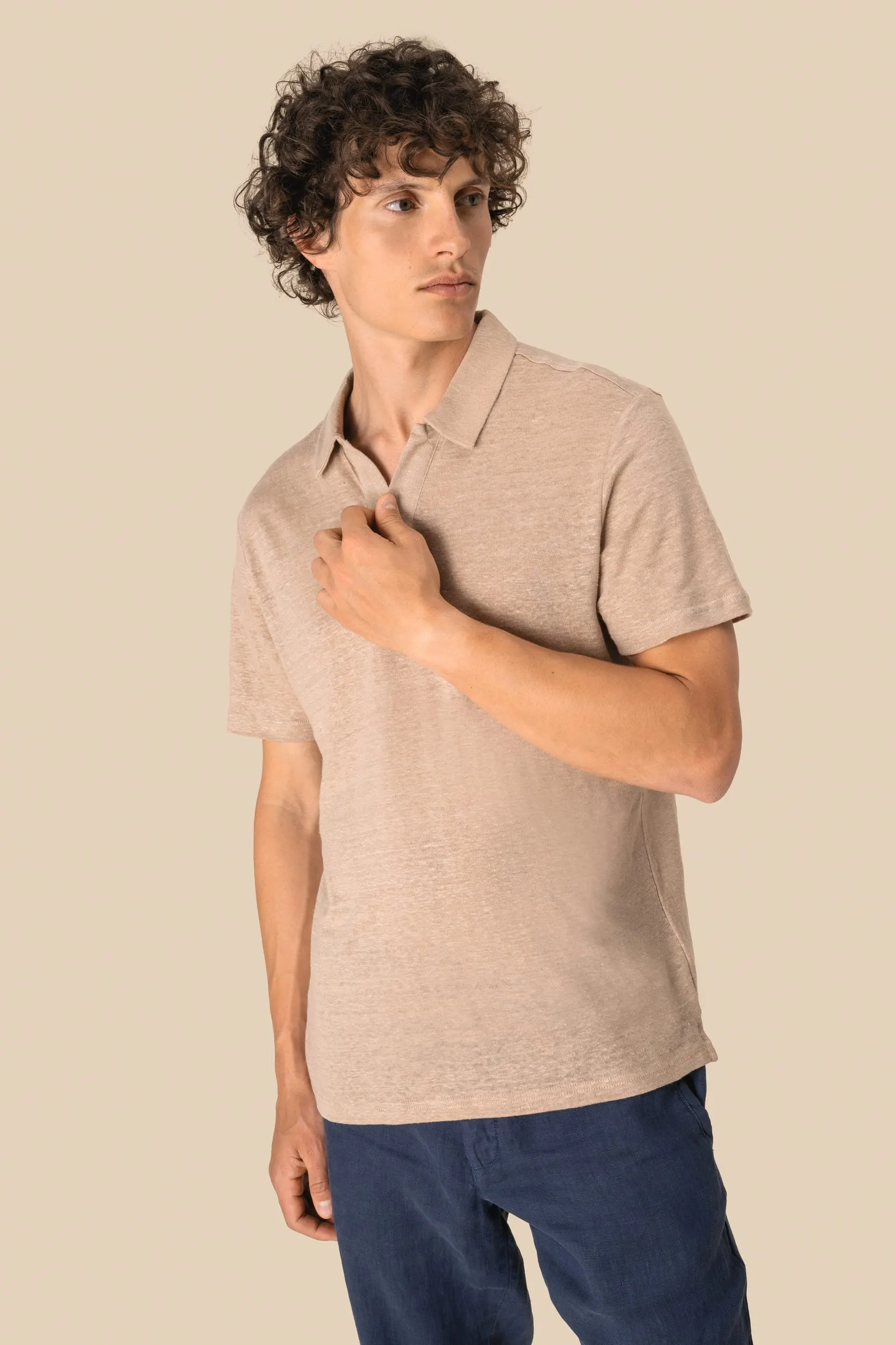 Polo de lino hombre