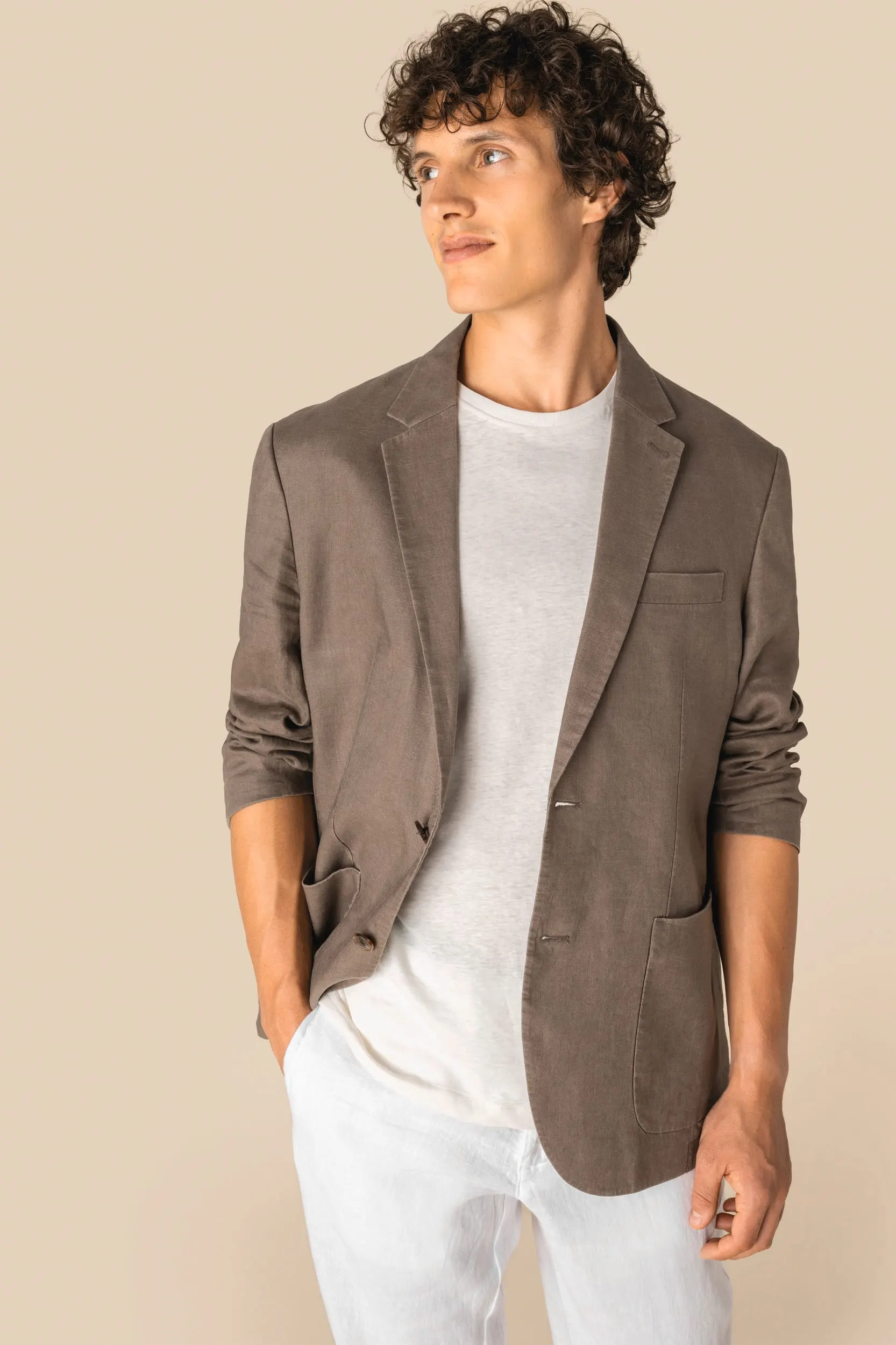 Blazer efecto lavado de lino hombre