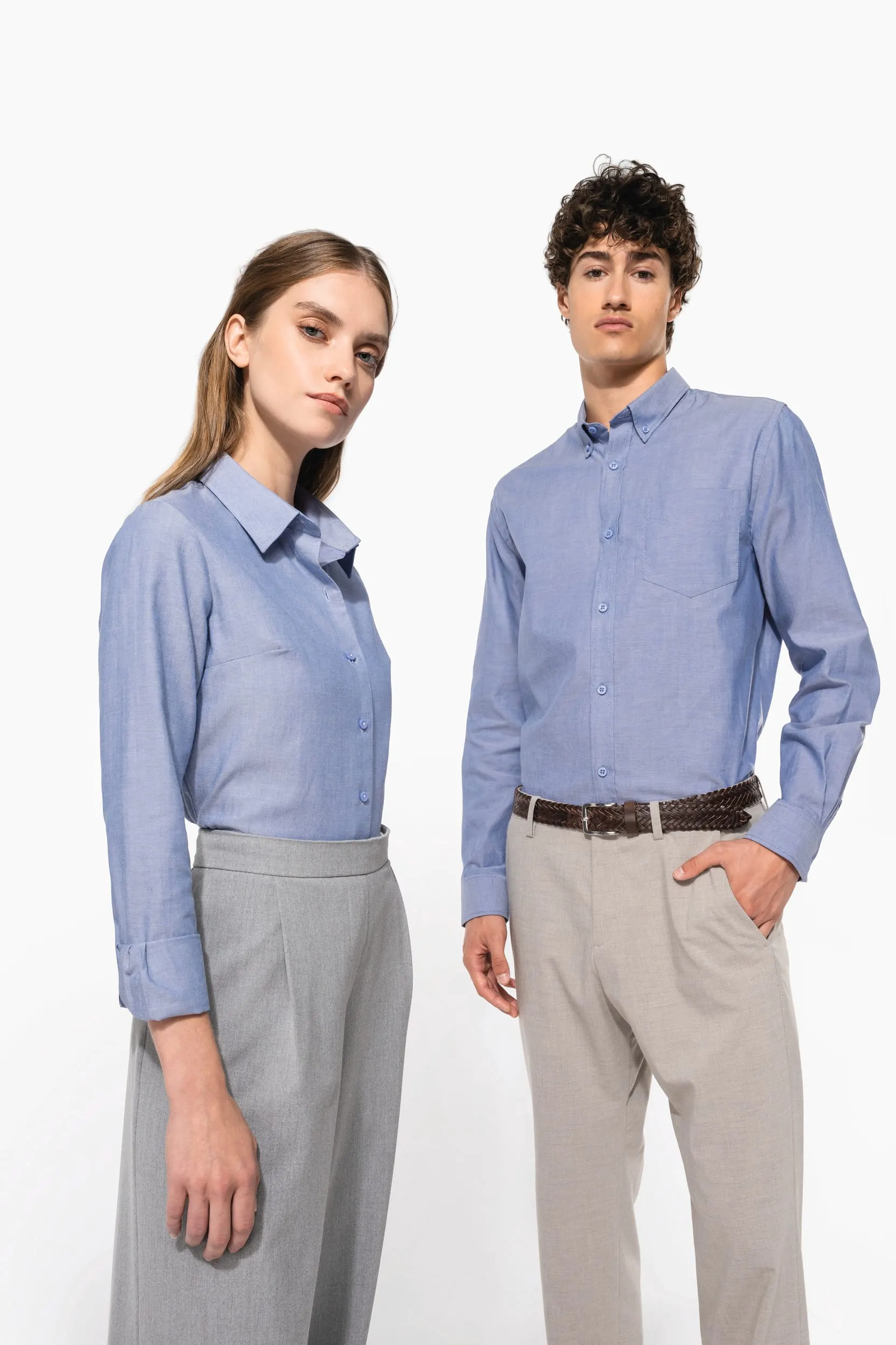 Camisa oxford manga larga mujer
