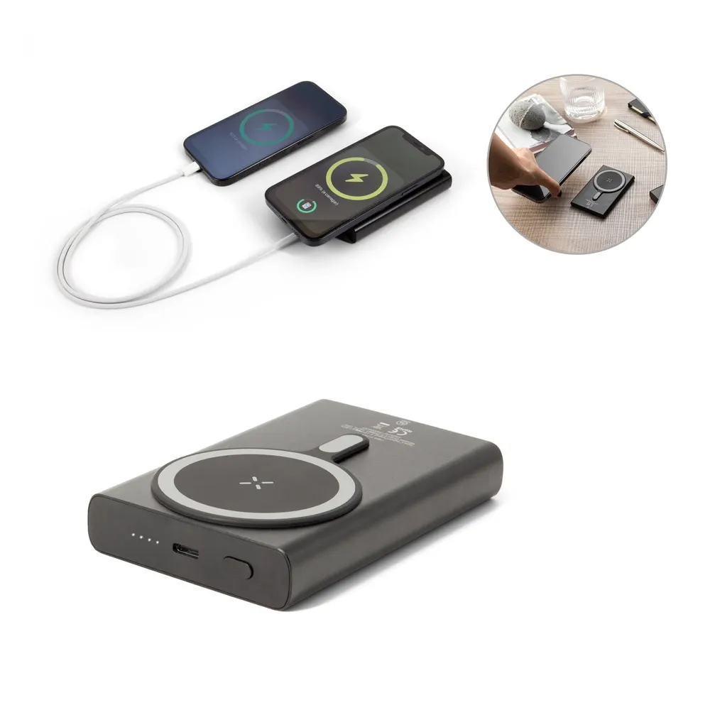 WRIGHT 10. Banco de energía magnético con carga ultrarrápida en aluminio reciclado y ABS reciclado.10 000 mAh